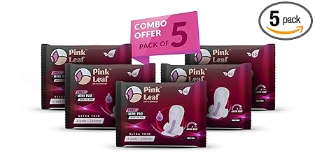 Pink Leaf Ultra Soft Sanitary Napkin/Pads For Women (240 mm,Large)- Pack of 5