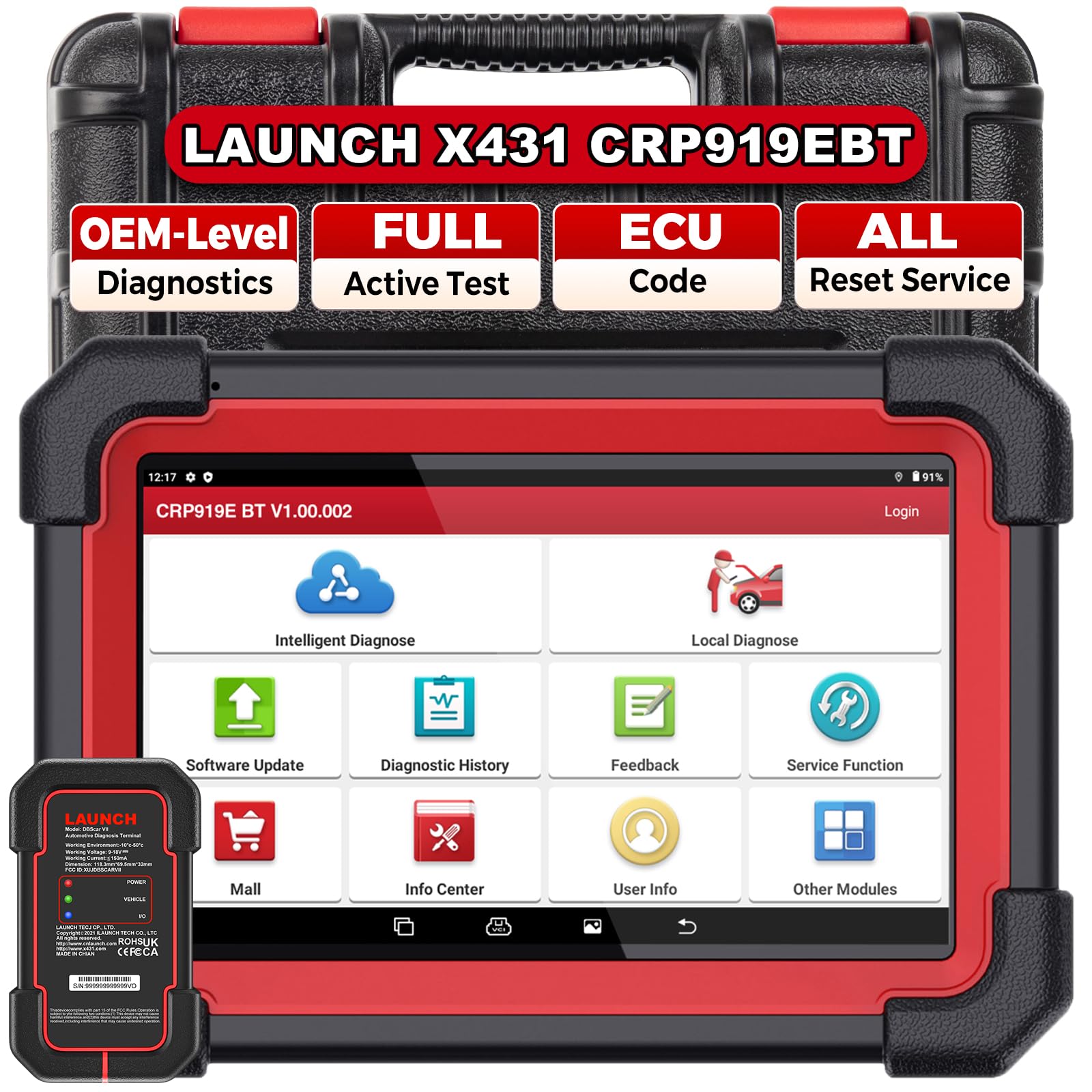 LAUNCH X431 CRP919EBT OBD2 Scanner, Advanced Wireless Bluetooth Bidirectional Scan Tool, ECU Code, CANFD/DOIP, FCA AutoAuth, 35+ Resets, VAG Guided, All Systems for all Vehicles, Upgraded of CRP919E