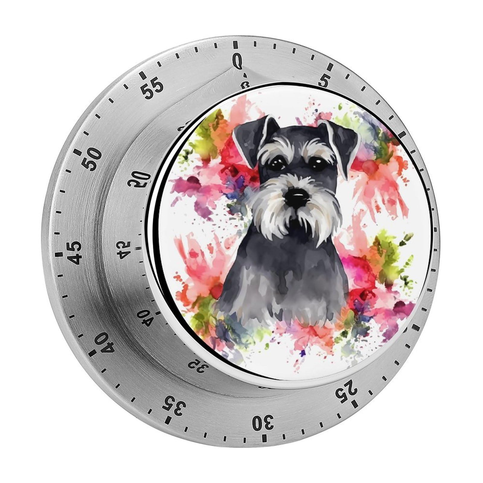 Schnauzer Kitchen Timer for Cooking Chef Cooking Magnetic Timer Loud Alarm Mechanical Desk Stainless Countdown Reminder