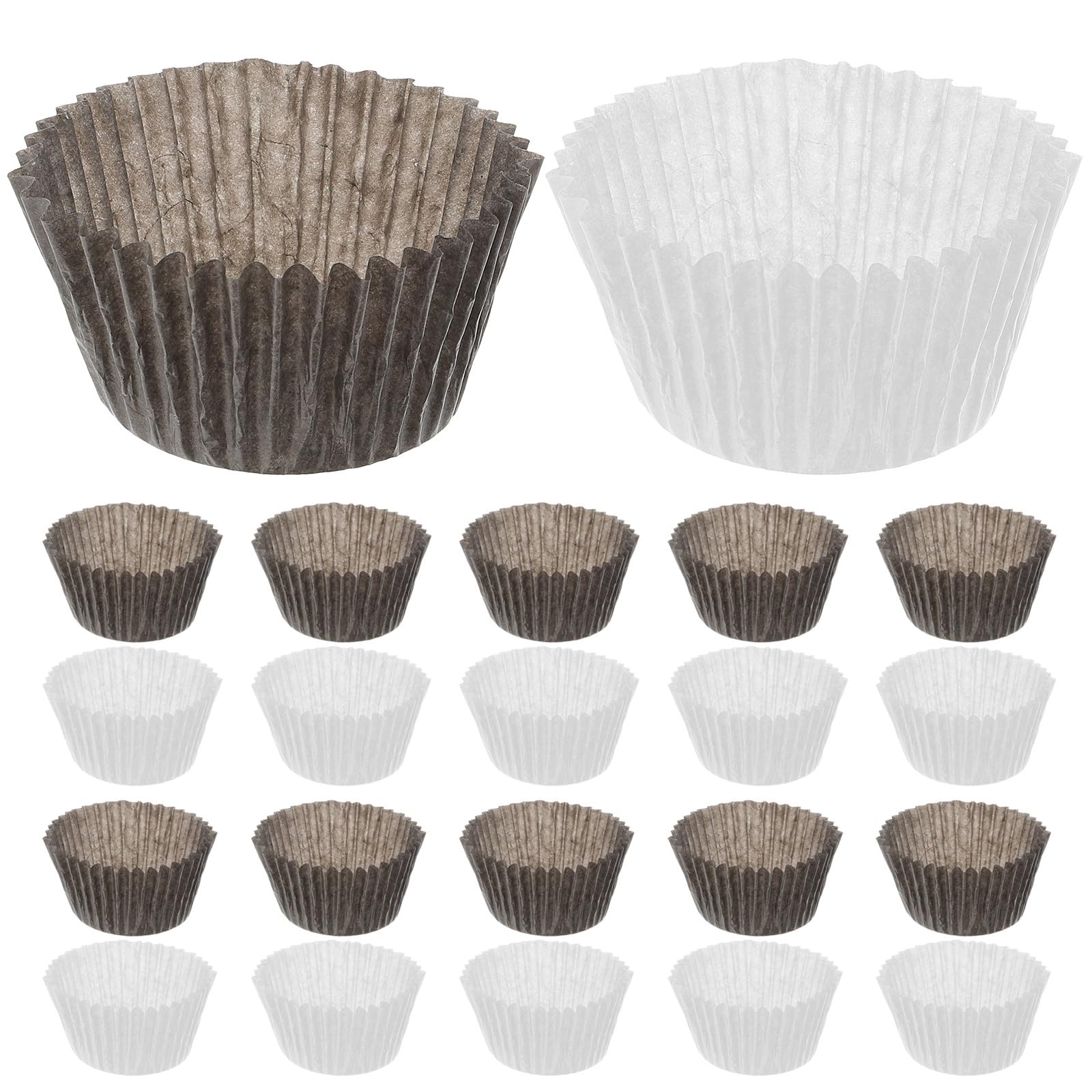 BESPORTBLE 1000 Capacillos para Cupcakes Grandes Papel Blanco y Café, Moldes para Hornear Muffins, Suministros para Fiestas, Envoltorios Resistentes para Repostería y Decoración de Postres