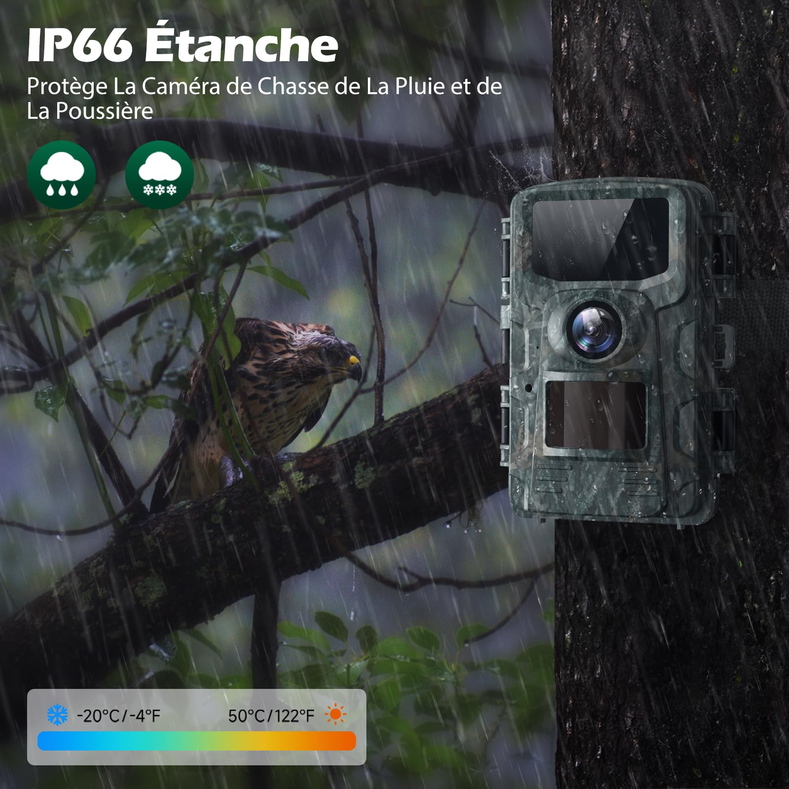 VOOPEAK Wildkamera 4K 30 fps 48 MP, Jagdkamera, Nachtkamera, bewegungsaktiviert, Jagdkamera, Infrarot, Überwachung für den Außenbereich, Weitwinkel, 120 °, Tierkamera, IP66, wasserdicht | Auslösung durch Bewegung, Infrarot-Nachtsicht und 120° Weitwinkel z