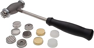 The Beadsmith Interchangeable Texture Hammer - Metal Elements - 9.5 inches, 75mm, 13.4oz Steel Head with Twelve 23mm Faces...