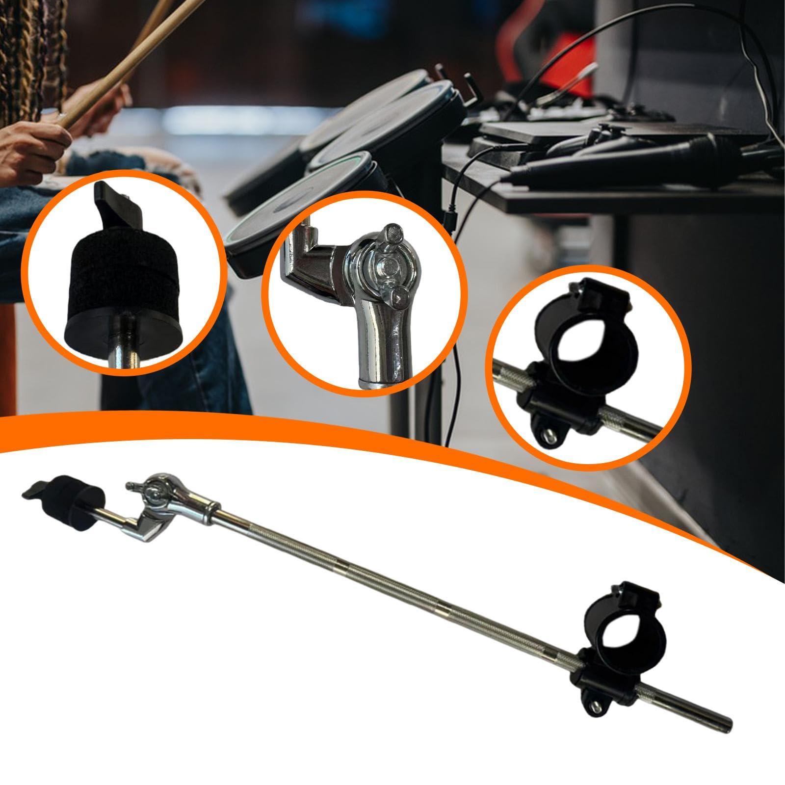 Supporto per Braccio Piatto Attacco Hardware per Batteria Elettronica Braccio di Montaggio Piatto Regolabile Supporto per Braccio Piatto per Percussio, Lungo