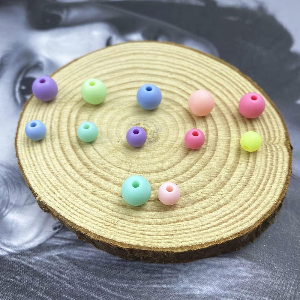 Jmassyang 800 Pieces 8mm Candy Color Acrylic Round Frosted Beads Assorted Candy Color Mix Plastic Pastel Matte Loose Spacer Mixed for Jewelry Making Bracelets Necklaces DIY Crafts (8mm-800pcs) - Image 3