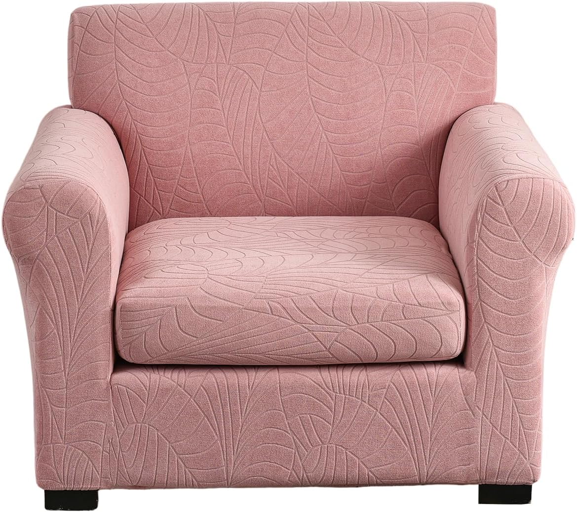 Couch Chair Cover 2 Pieces Armchair Slipcovers Stretch Spandex Living Room Chair Covers 1 Seater Soft Furniture Slipcover with Elastic Bottom(for Armchair)