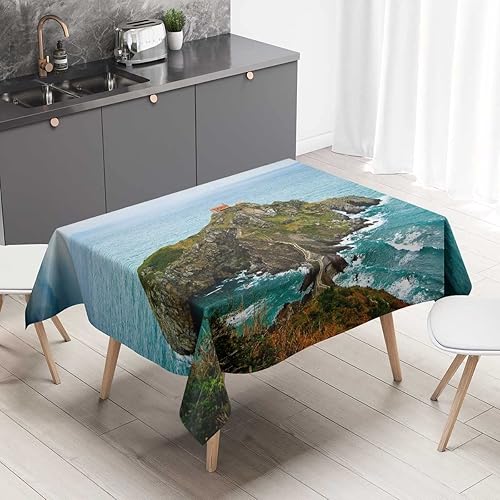 Sea Island Beautiful Scenery Mantel Redondo para Mesa De 4 Sillas, a prueba de aceite, 52 x 70 pulgadas