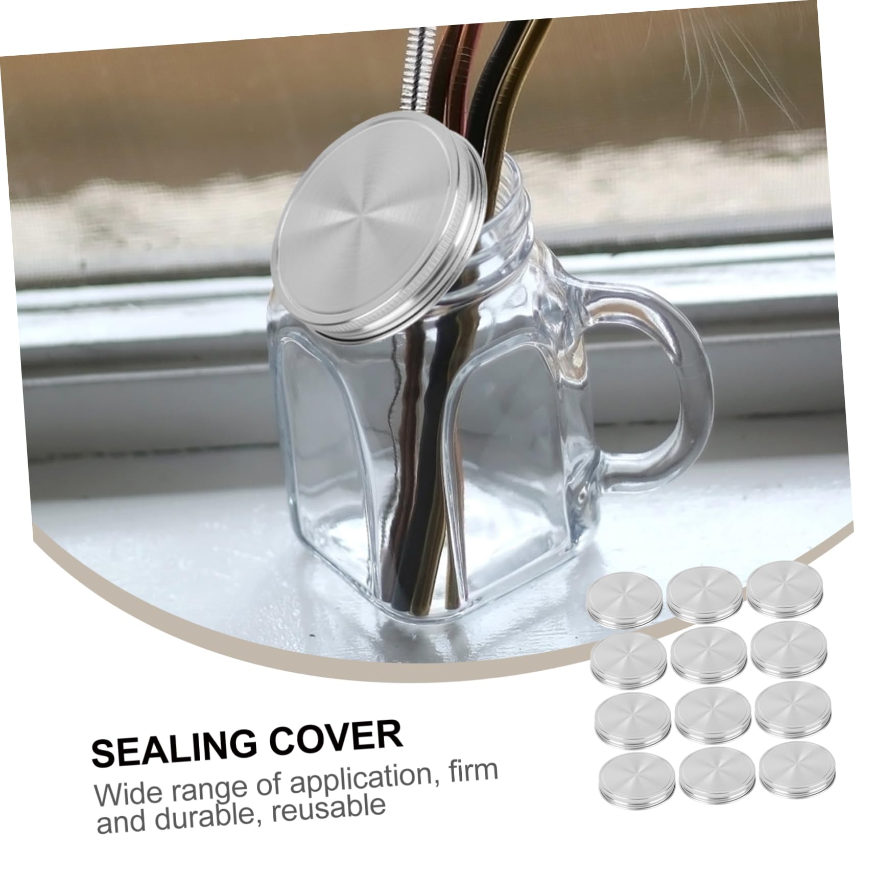 LIFKOME 12pezzi Coperchio Sealing Acciaio Inossidabile Con Guarnizione Silicone e Pratico Per Barattoli Da Cucina Per Conservare Alimenti Freschi