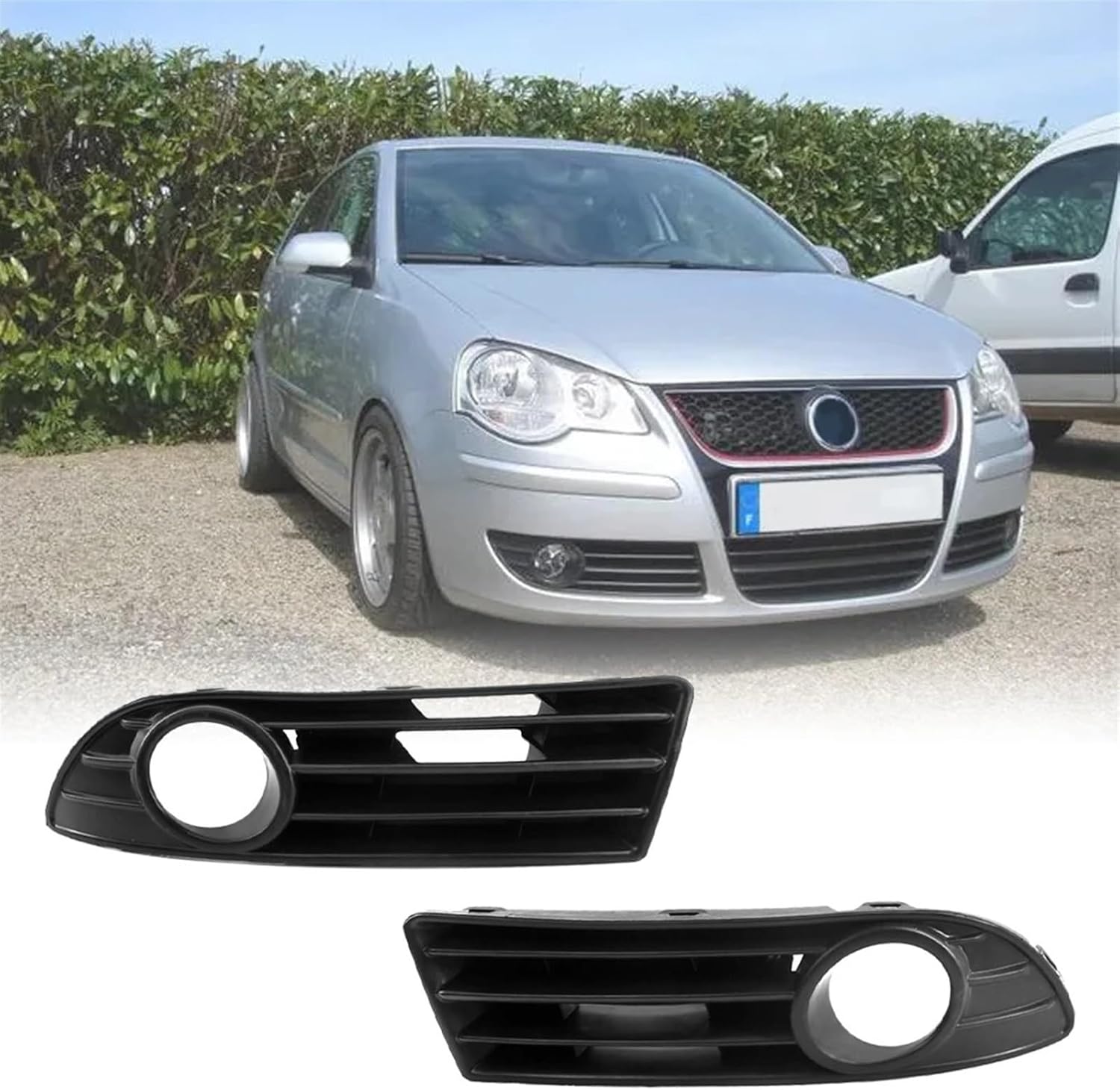 Car Accessories 1 Pair Front Bumper Fog Light Grilles for VW Polo 2005 2006 2007 2008 2009 6Q0853665E/6Q0853666E