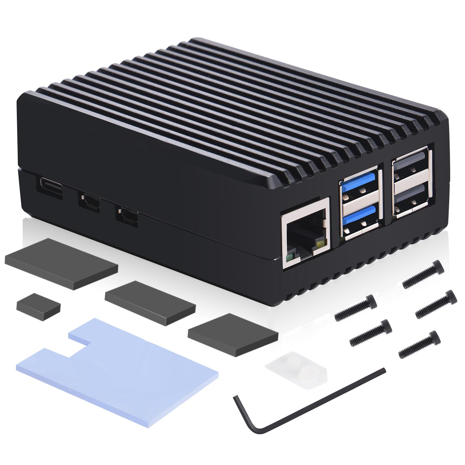 GeeekPi Raspberry Pi 5 Obudowa Pancerna z Pasywnym Chłodzeniem - Aluminiowa Metalowa Obudowa dla Raspberry Pi 5 4 GB/8 GB