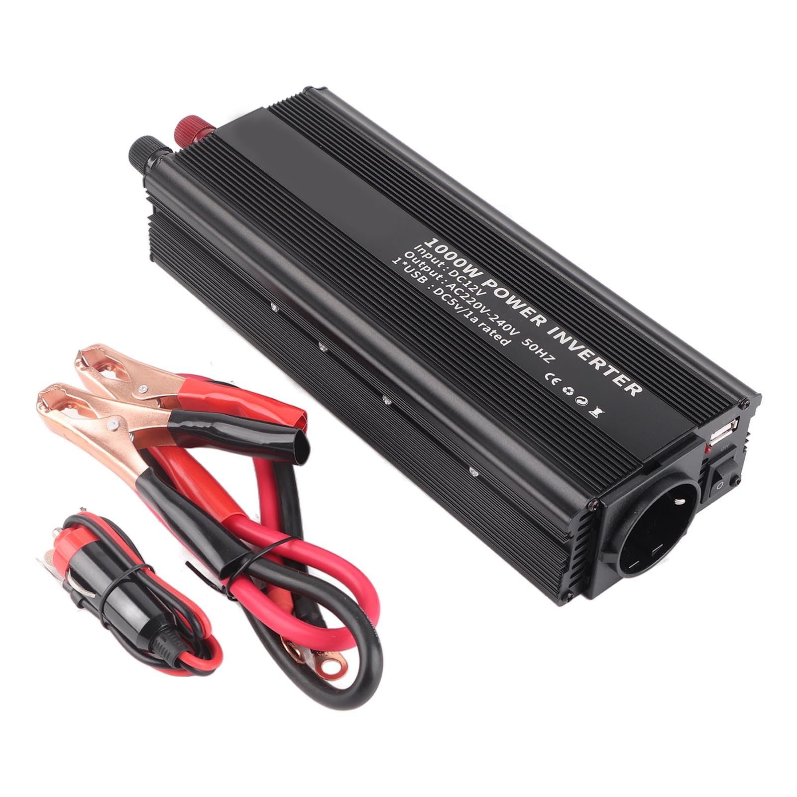 Akozon Inversor de Onda sinusoidal Pura Convertidor de 12 V Convertidor de Corriente 220V 1000W con Panel Solar
