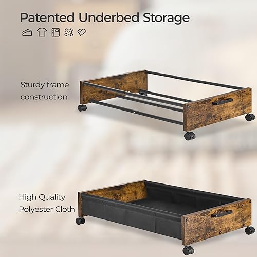 Miniatura 2 de Almacenamiento debajo de la cama con ruedas, cajones de madera debajo de la cama sobre ruedas, almacenamiento de zapatos rodante debajo de la cama,