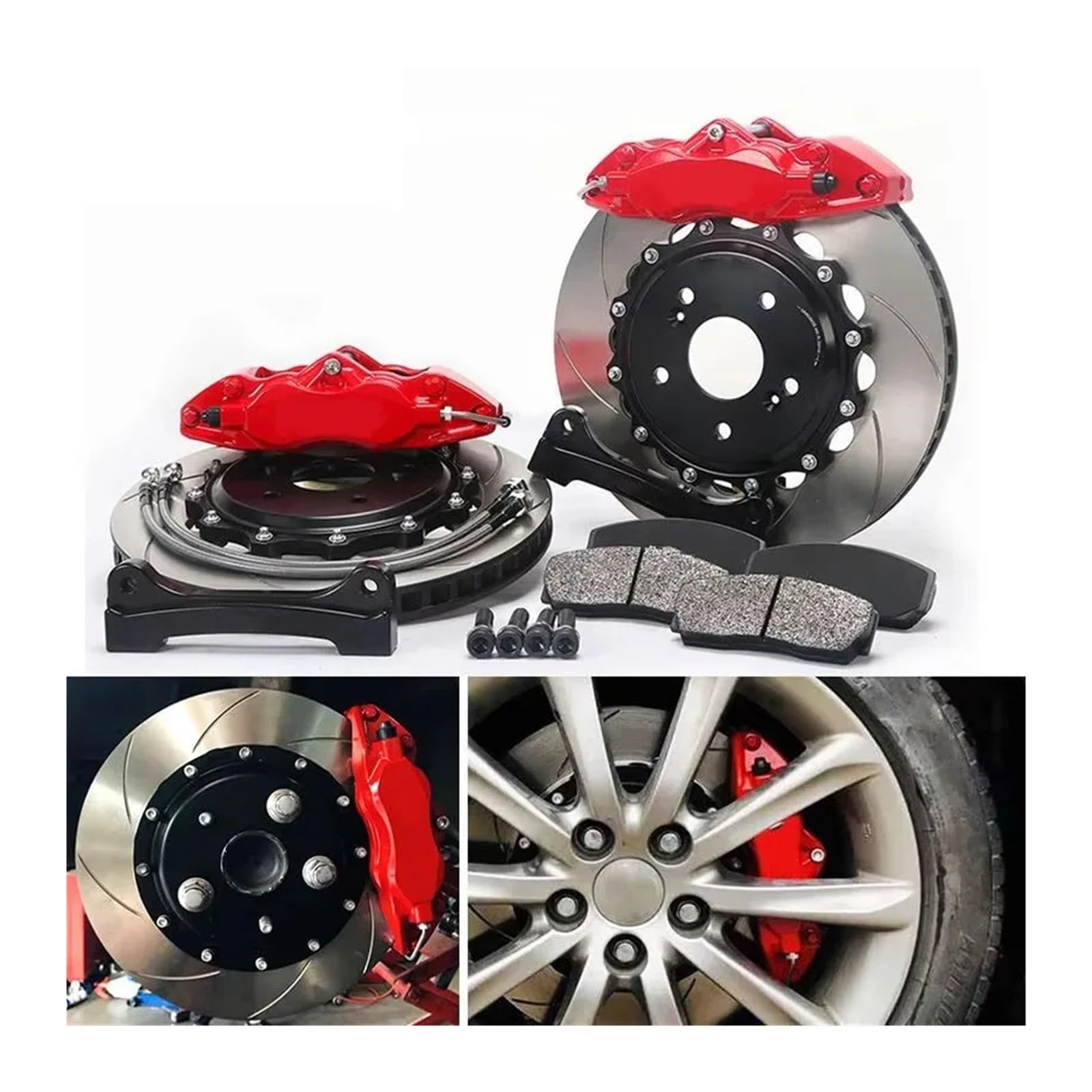 DOQUAMNEX Brake Caliper Racing Brake Big Brake Kit Fit for BMW X5 E70 4 Pot Caliper with 330x28mm Disc 17 Rim Car Calipers(Red Brake kit)