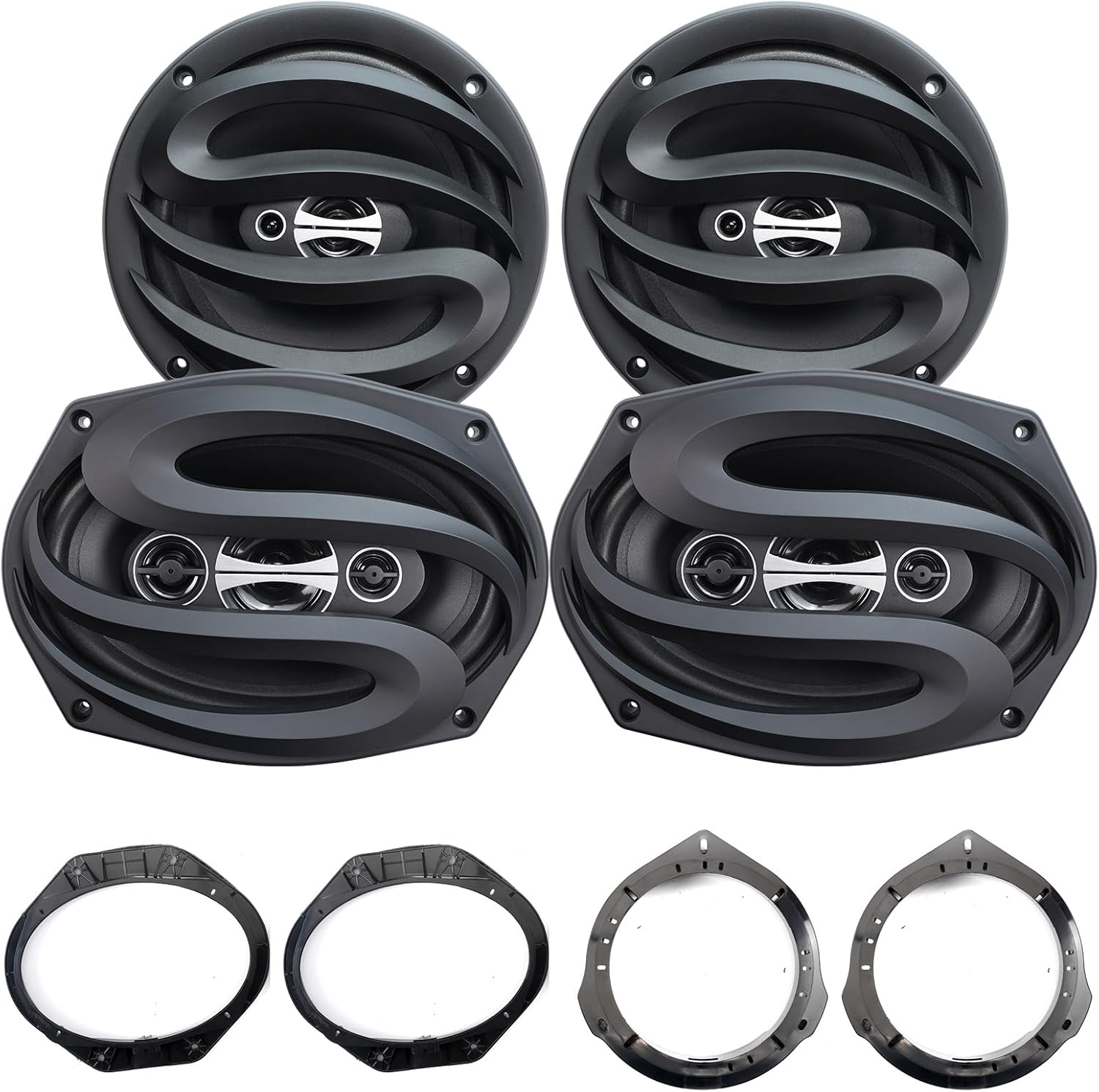 6.5 & 6X9 inch Car Audio Front & Rear Door Speaker for Ford F-150(2015-2024) Upgrade Kit - 2 Pairs with Adapters and Harness, Full Range,Coaxial,Enhanced Sound,Car Audio Speaker Upgrade kit