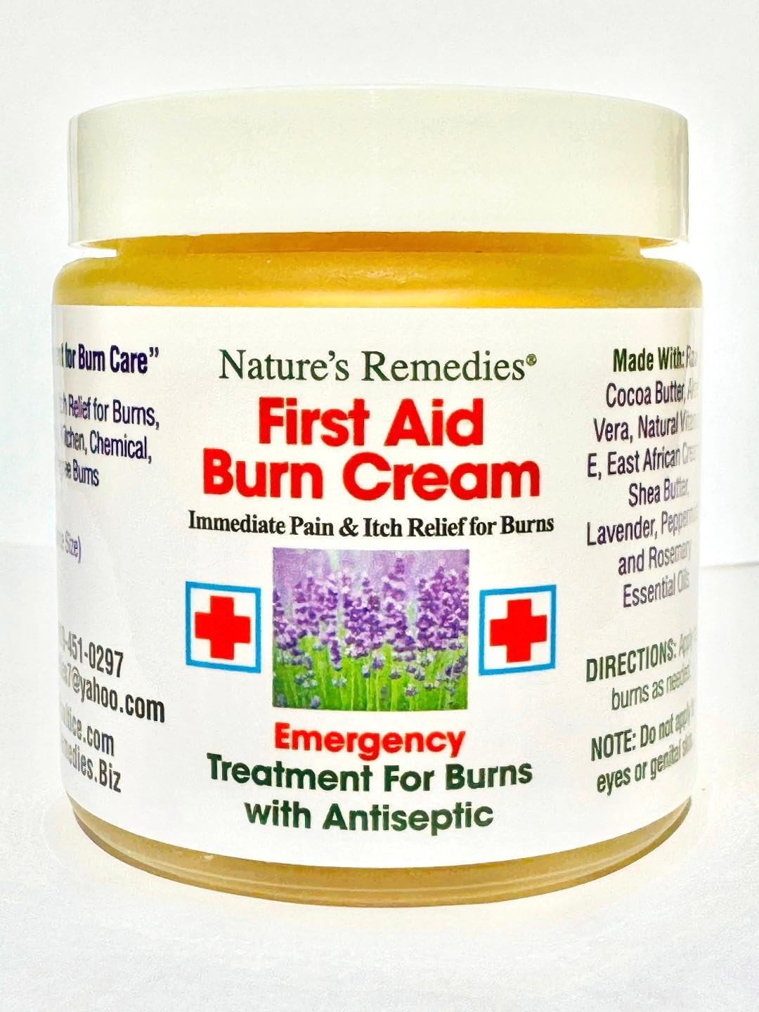 First Aid Burn Cream for 1st Degree Burns, Radiation Burns, Kitchen Burns, Sunburns, Chemical Burns, with Immediate Pain, and Itching Relief (4 Ounce)