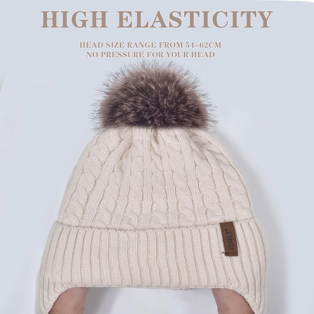 ニットキャップ・ビーニー [hug your skin] Furry tucked beanie_ 3 color Amazon.com: Women Girls Winter Warm Jacquard Knitted Woolen