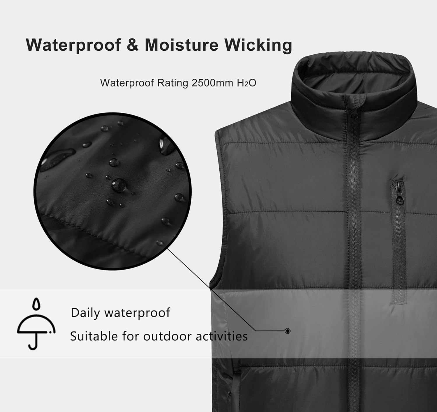 Vcansion Men's Outdoor Stand Collar Fleece Jacket Vest Casual Padded Vest Coats