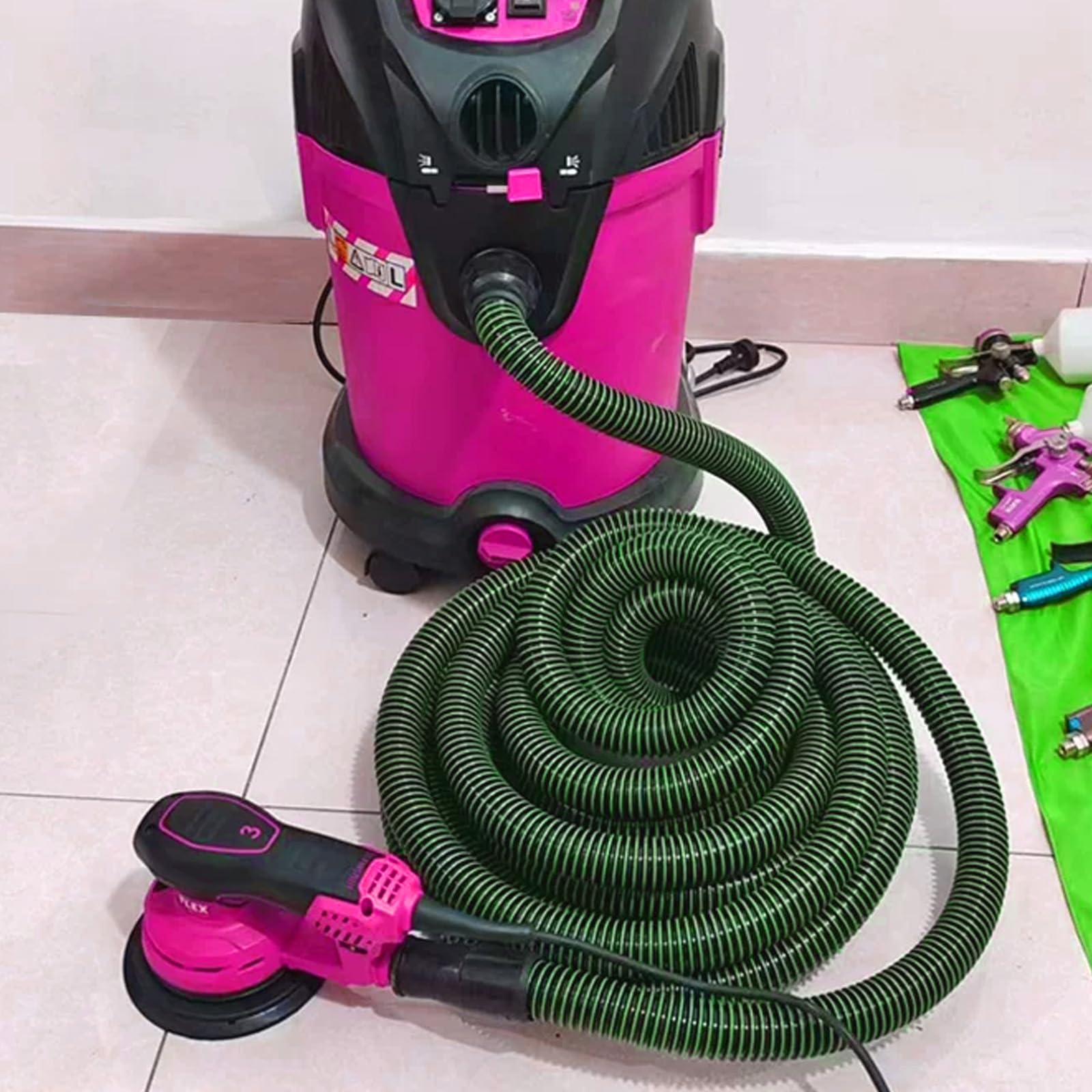 Conjunto de manguera de conexión al vacío con conector de bloqueo, manguera de repuesto corrugada para tareas de limpieza y cuidado de talleres, reemplazo de conexión de vacío, montaje de limpieza