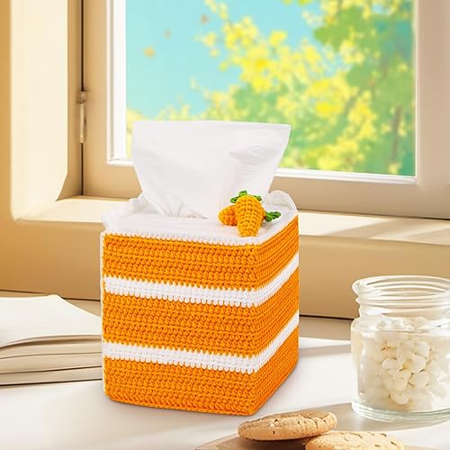 Miniatura 6 de Pnytty Kit de ganchillo para principiantes, kit de iniciación de tejido, soporte de cubierta de caja de pañuelos con tutoriales en video paso a