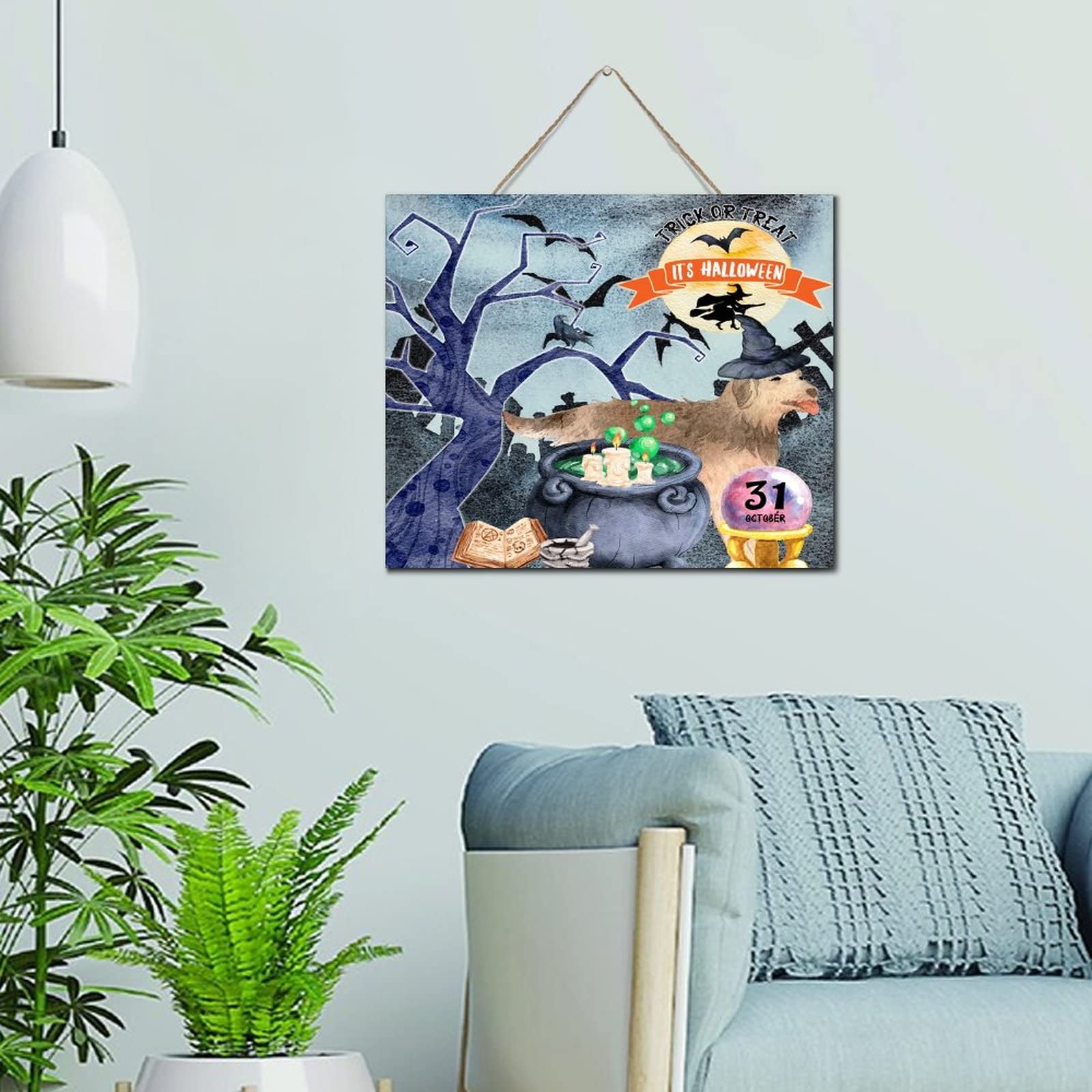 Panneau en bois de cuisine avec toile d'araignée positive format suspendu 25x30 cm