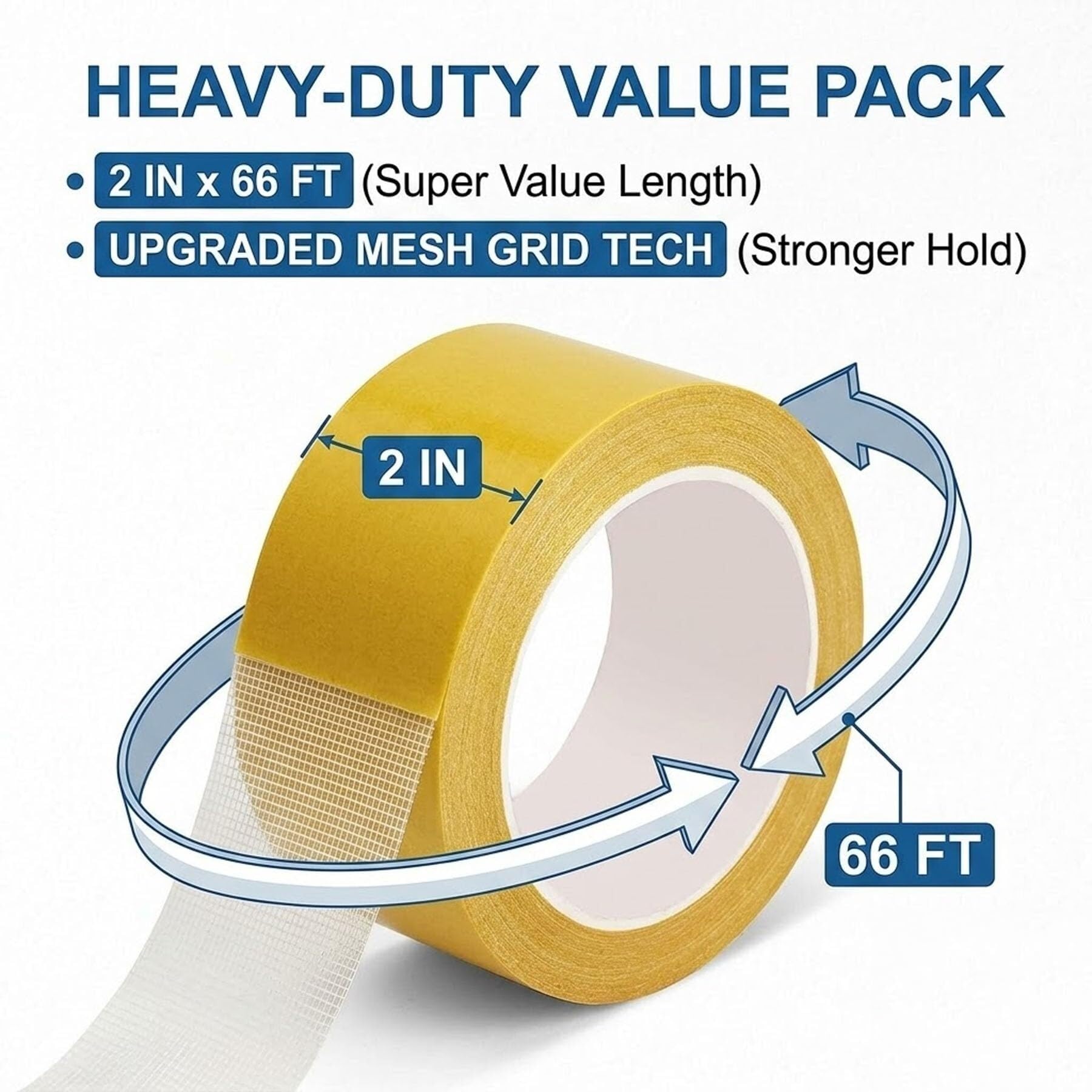 Nastro Biadesivo Impermeabile 5cm x 20m Resistente | Forte Nastro Biadesivo Impermeabile con Rete in Fibra di Vetro(Transparent*5)