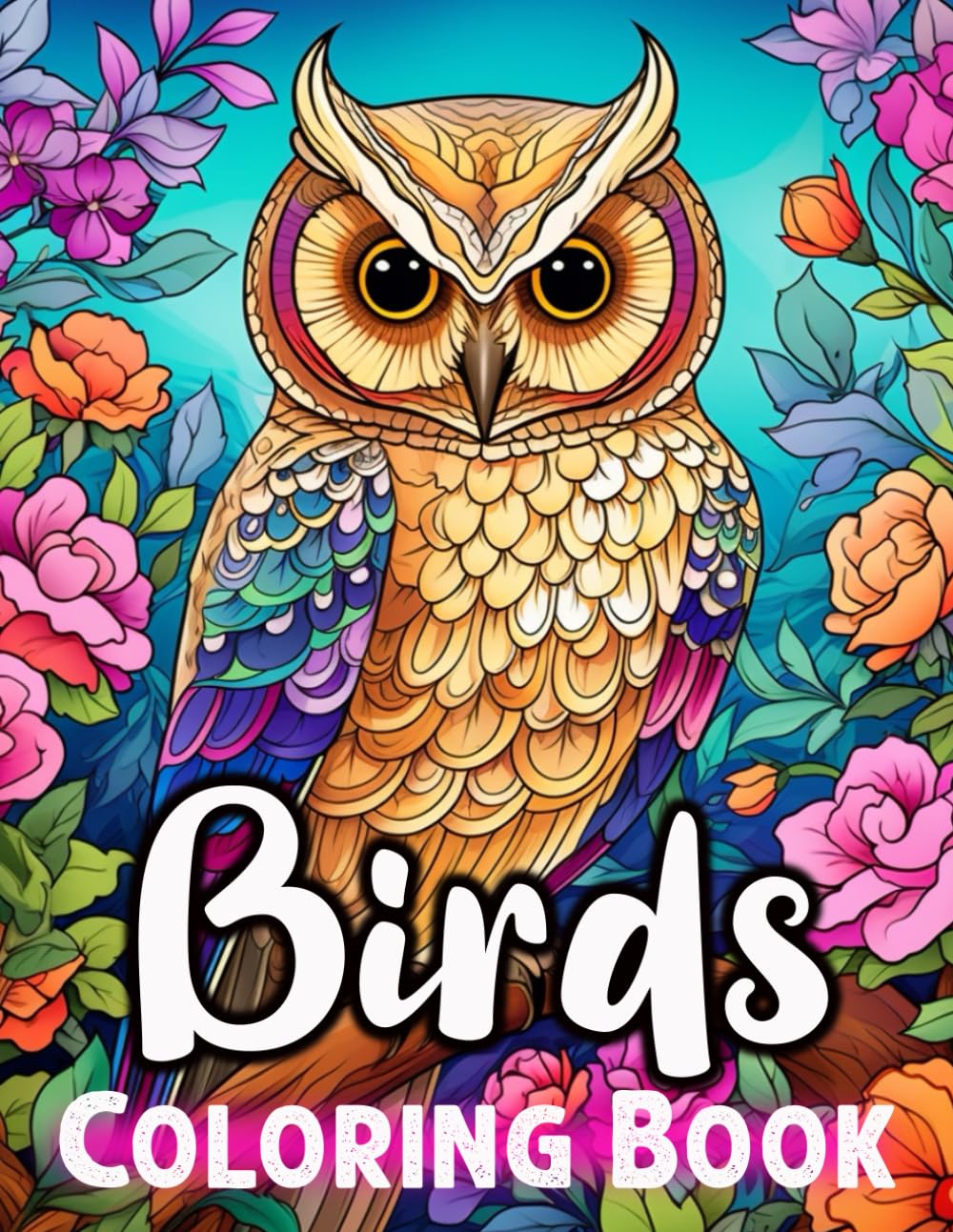 Birds Coloring Book: An Adults Beautiful Bird and Flowers
