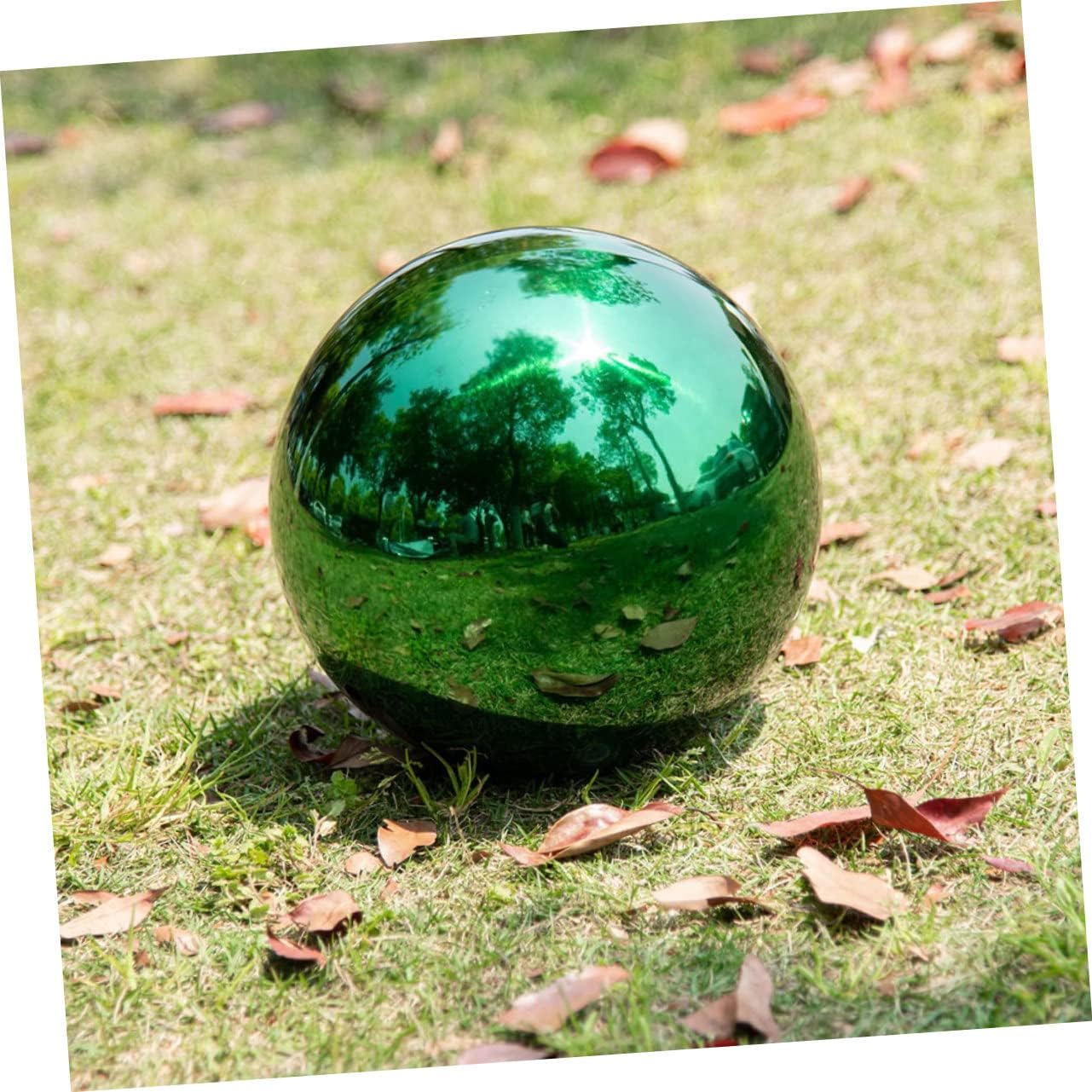 garden gazing ball,Ornament Hollow Ball Mirror finish garden ball,gazing balls, Garden Reflective Ball Stainless Steel Metal Grape Ball(Green,120mm)