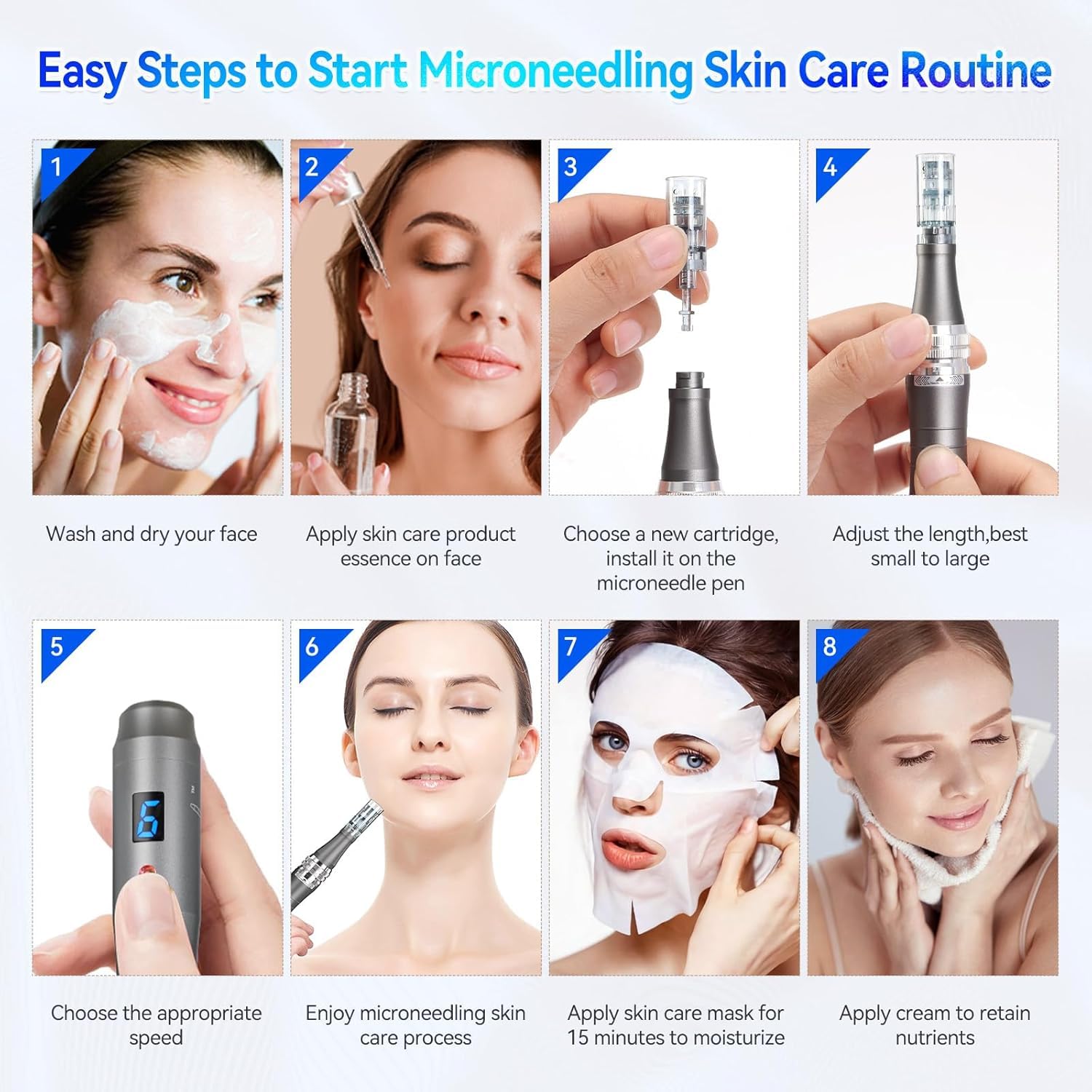 20PCS Dermapen Ultima M8 Microneedling Pen 16 Pins Cartucce di Ricambio Smaltimento Microneedling Viso Cartucce per Penna Microneedling