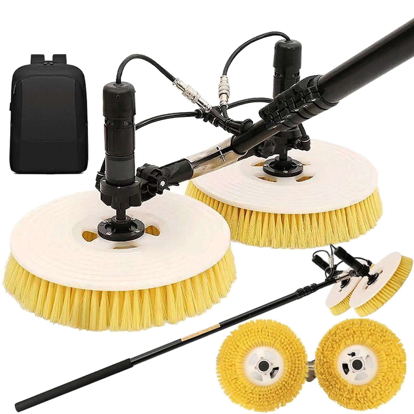 IUokLU Telescopic Solar Panel Cleaner with Dual Electric Brushes, Water Spray System for Outdoor Window and Glass Cleaning(Mains Electricity 5.5M)