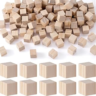 60 Pcs Unfinished Wood Blocks for Crafts, 0.5inch/1.25cm Mini Natural Pine Wood Cubes, Blank Square Wooden Blocks for DIY Dice STEM Building Stacking Decorating