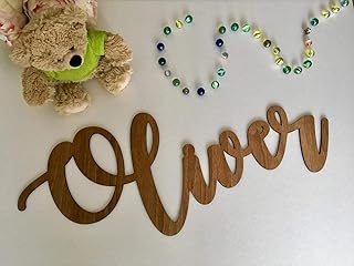 Personalized Wooden Name Sign, Custom Wood Laser Cut Letter, Metal Name Sign, Nursery Wall Art Decor, Kids Room, Baby Sign, Birthday Party Backdrop Decor, Script Large Plaque Hanging Decorations
