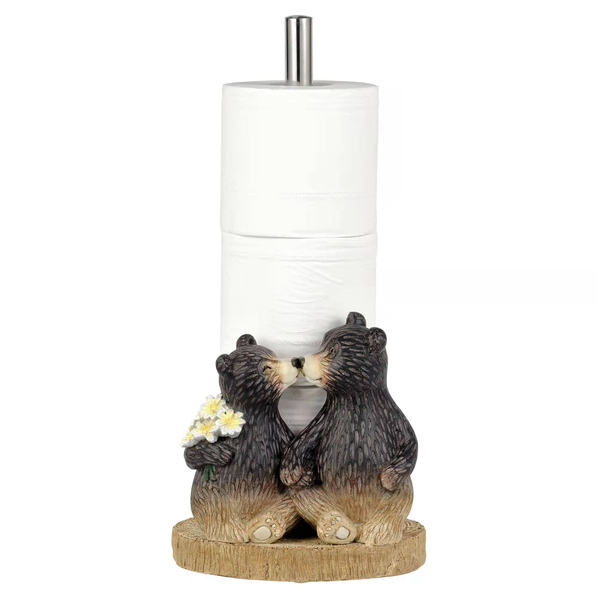Newsparkle Bear Toilet Paper Holder for Bathroom, Black Bear Toilet