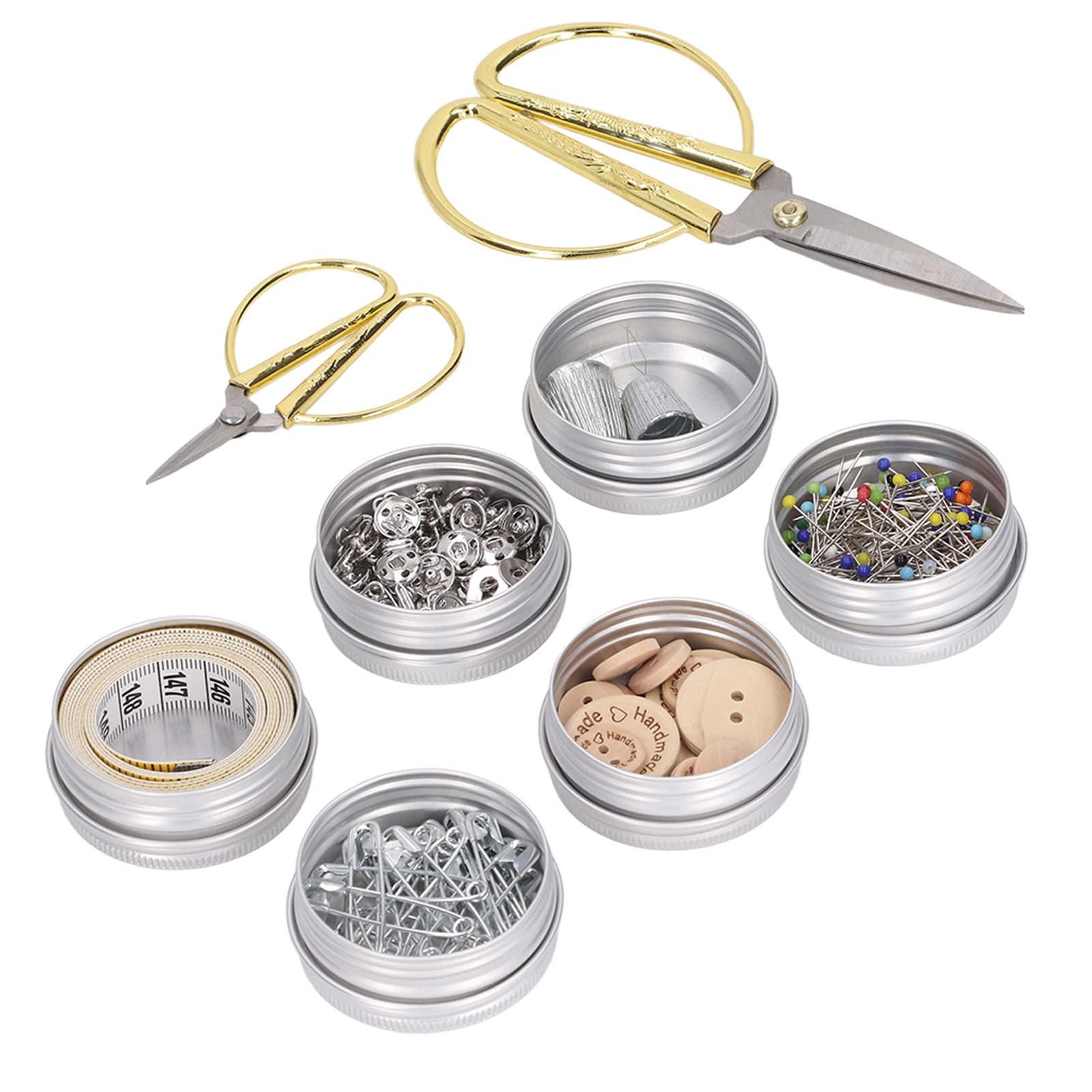 Large Wooden Sewing Box with Double Layer, Household Sewing Kit for Buttons, Pins, Buckles, Scissors, Tape Measure, Thimble and Threader, Ideal for Most Scenarios