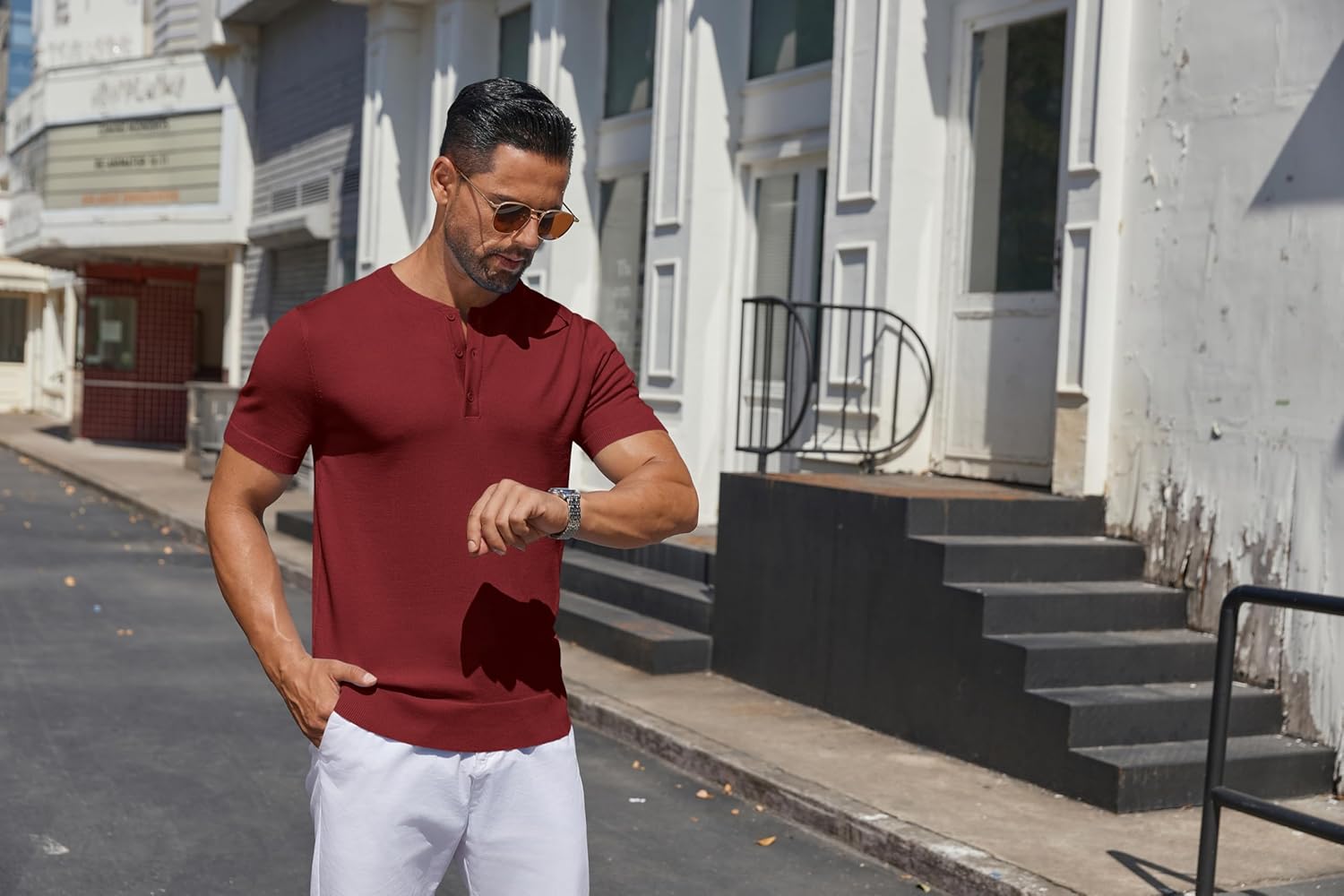 COOFANDY Men's Knit Henley Shirts Short Sleeve Casual Basic Tee Summer Button Soild T Shirts - Image 5