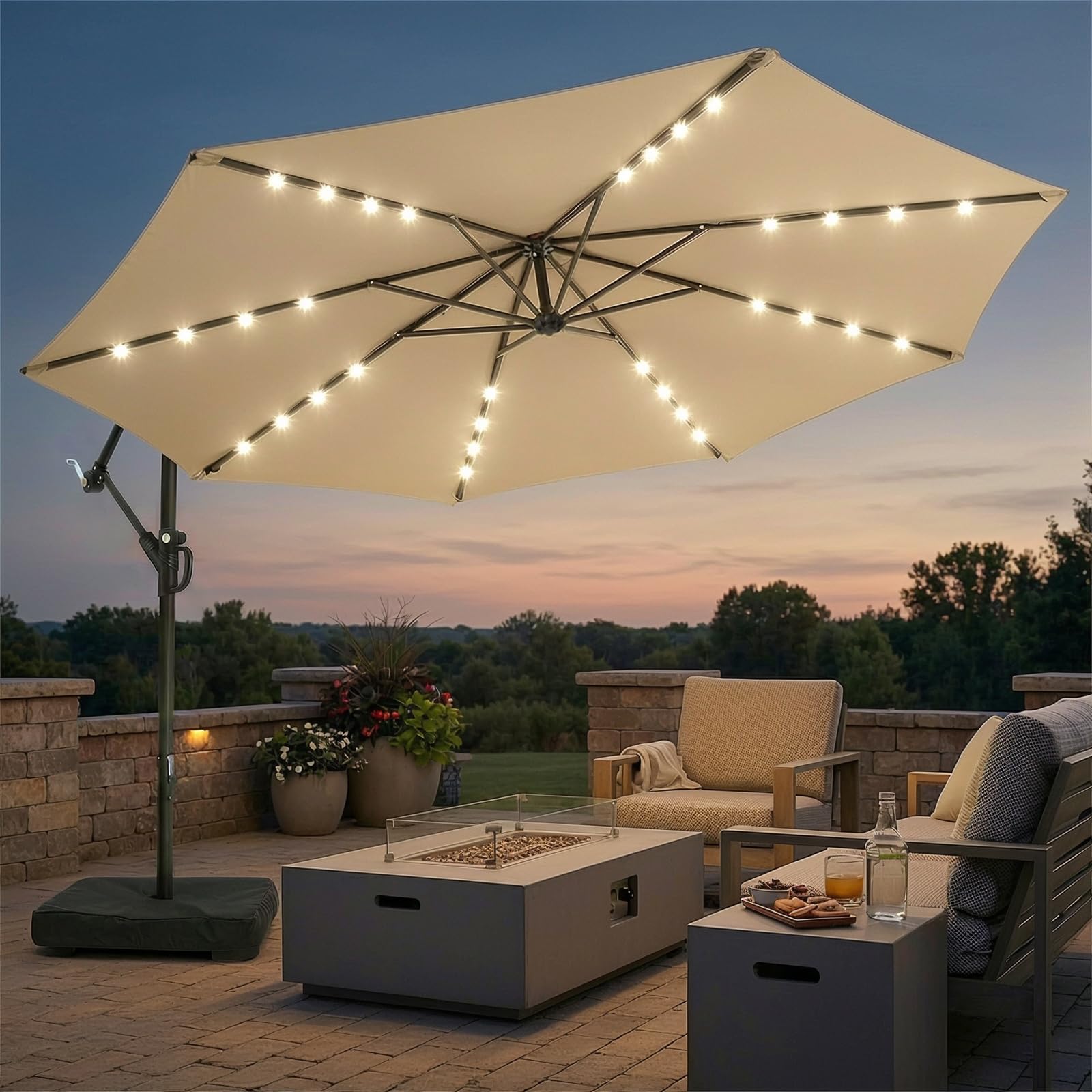 wikiwiki 10ft Solar LED Patio Umbrella