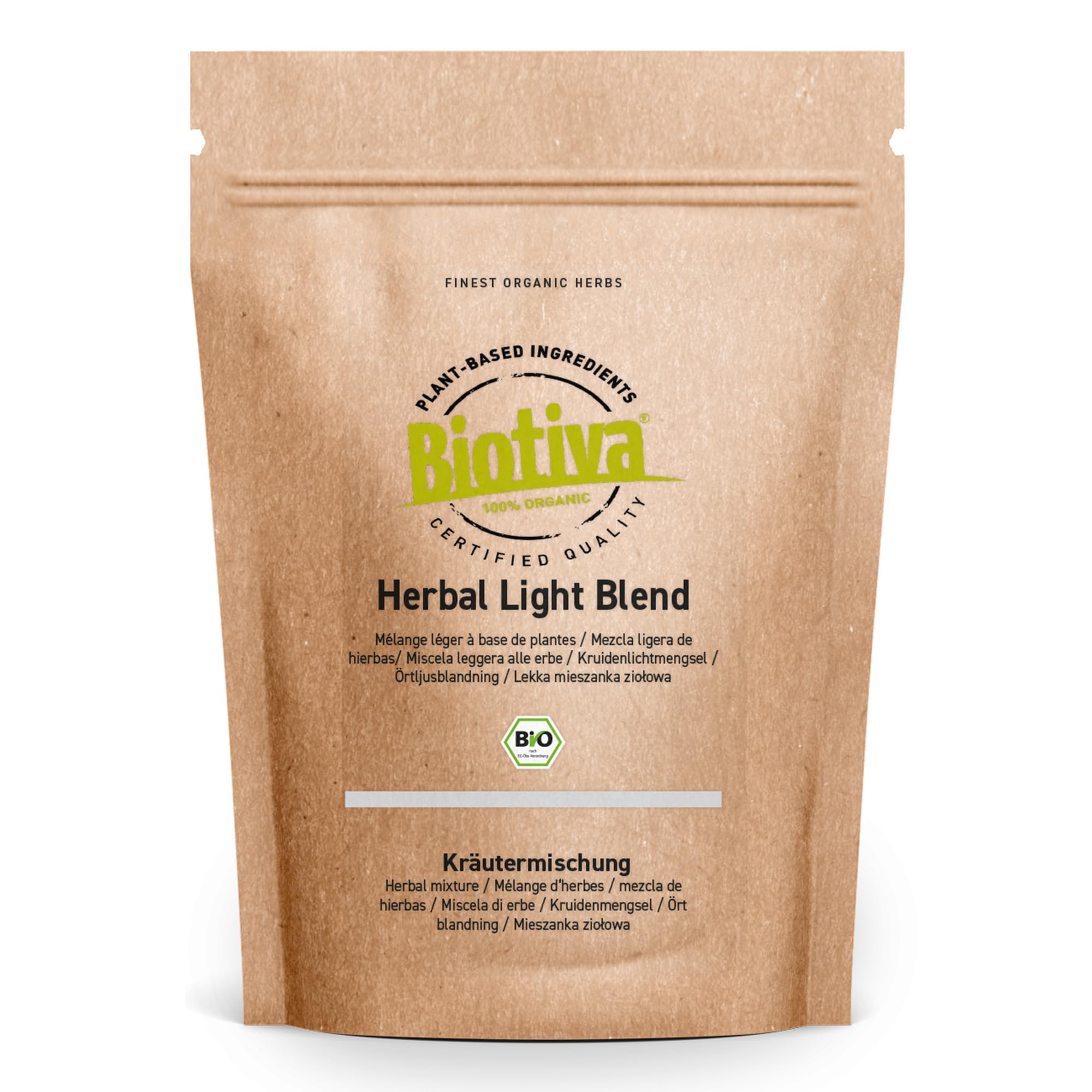 Herbal Light Blend Bio 500g (5x100g) - Brennnesselblätter Löwenzahn Birkenblätter Wachholder Pfefferminze - traditionelle Rezeptur - Herstellung und Kontrolle in Deutschland - Biotiva