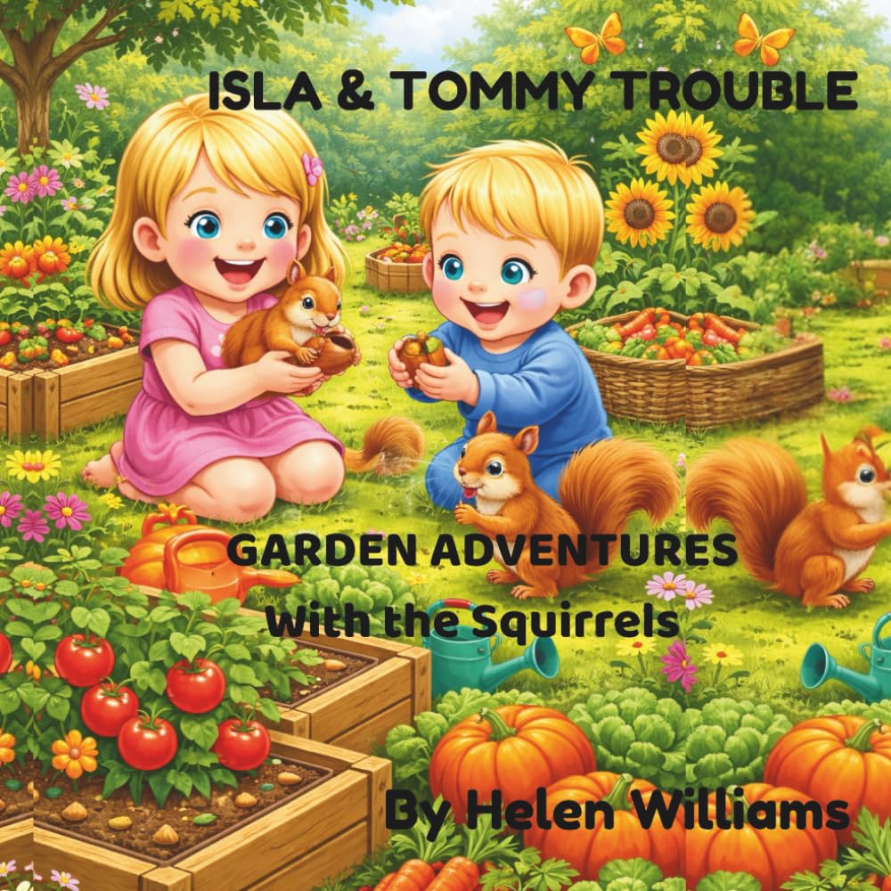 Isla and Tommy Trouble. Garden Adventures with the squirrels