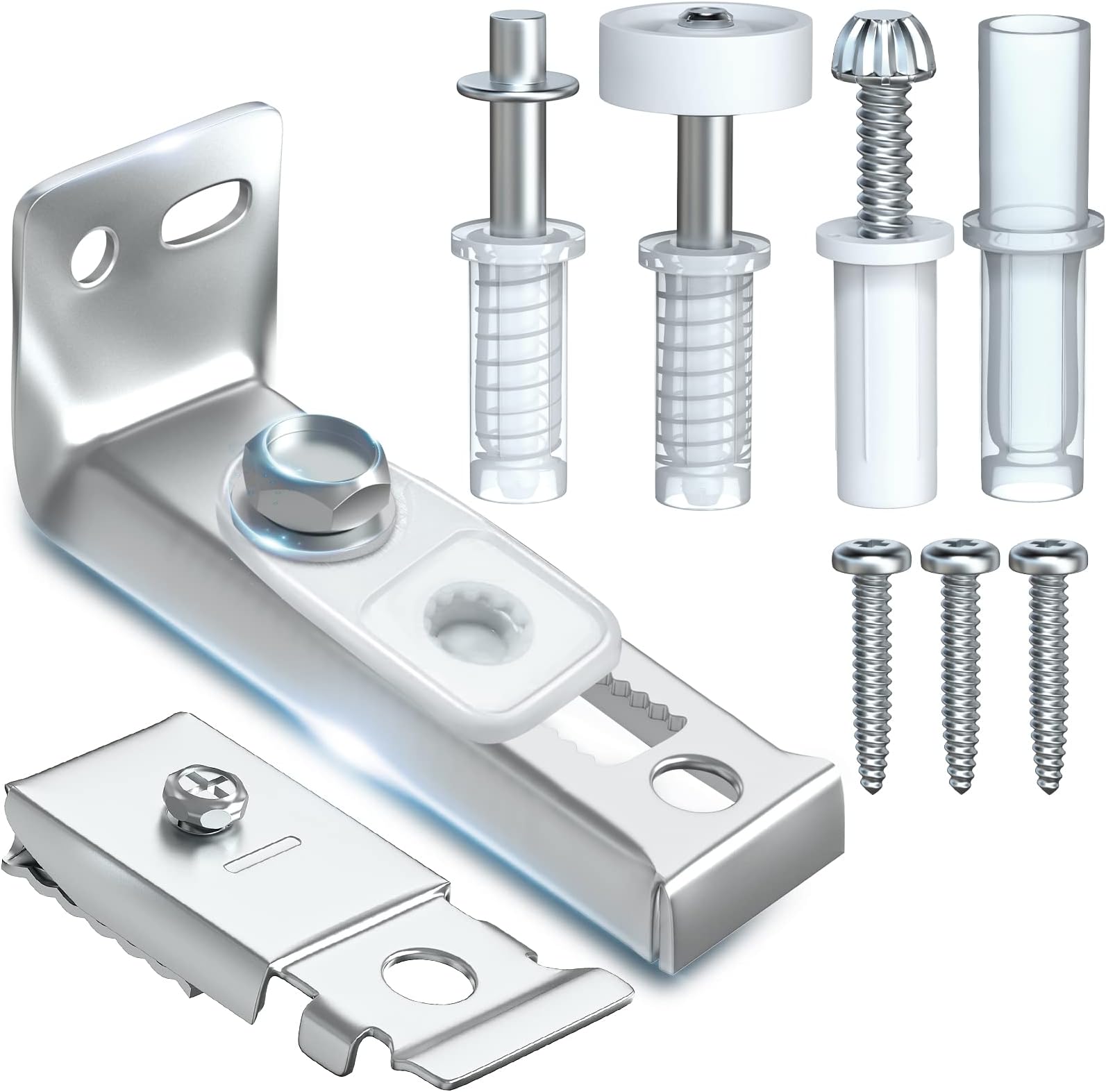 Bifold Door Hardware Repair Kit - 1 Pack Bi-fold Sliding Closet Doors Replacement Parts Include Top & Bottom Bracket, 3/8" Pivot, 7/8" Guides Wheel, for Folding Pocket Door Accordion