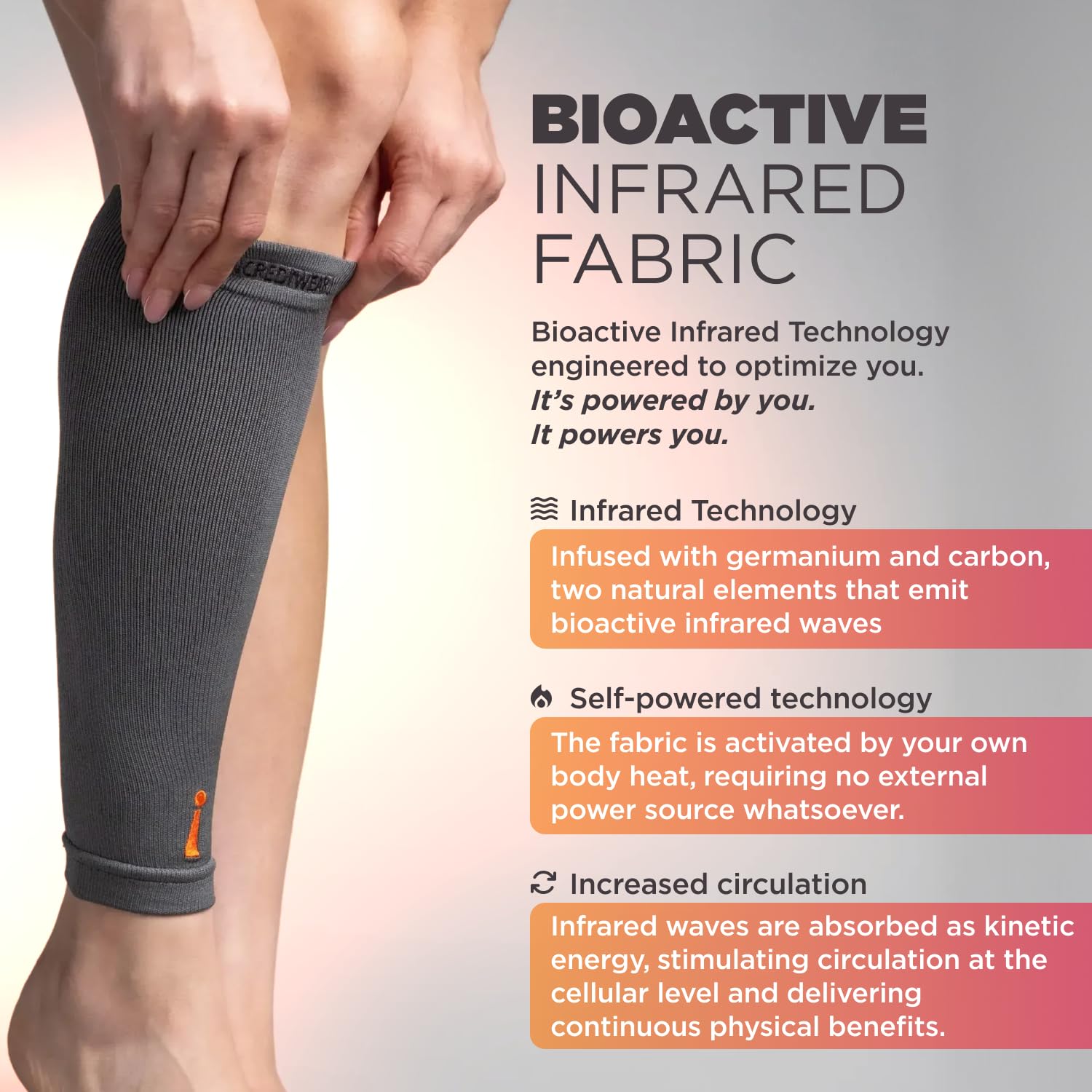 Incrediwear Inc Calf Sleeve, Unisex, Charcoal, Small