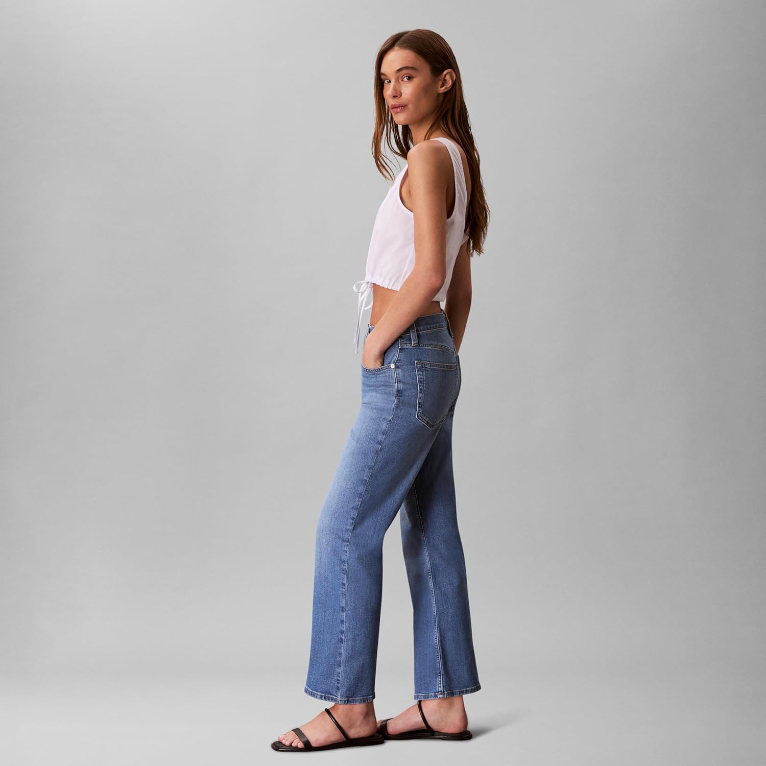 Calvin Klein Women's High Rise Ankle Bootcut Jeans