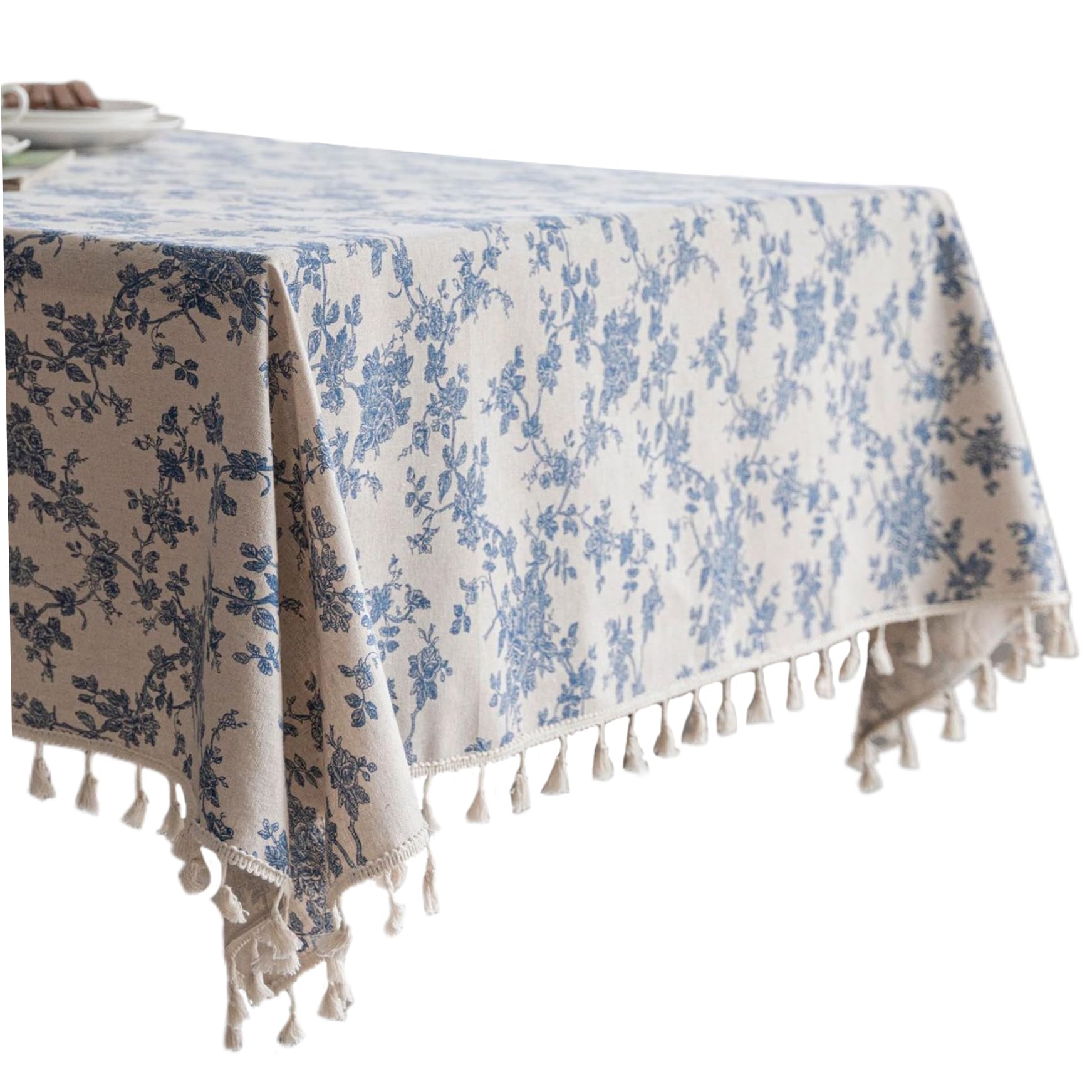 Nappe florale bleue de qualité supérieure en coton 55x71 pouces élégante