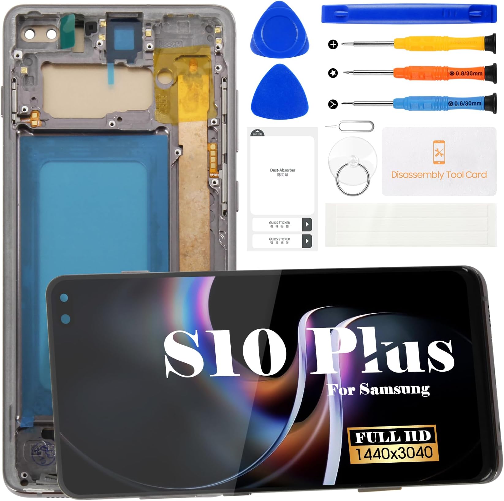 TFT for Samsung S10 Plus LCD for Samsung Galaxy S10 Plus SM-G975U Screen Replacement for Samsung Galaxy S10 Plus LCD Digitizer Touch Screen Replacement with Frame (Not Fingerprint Function)