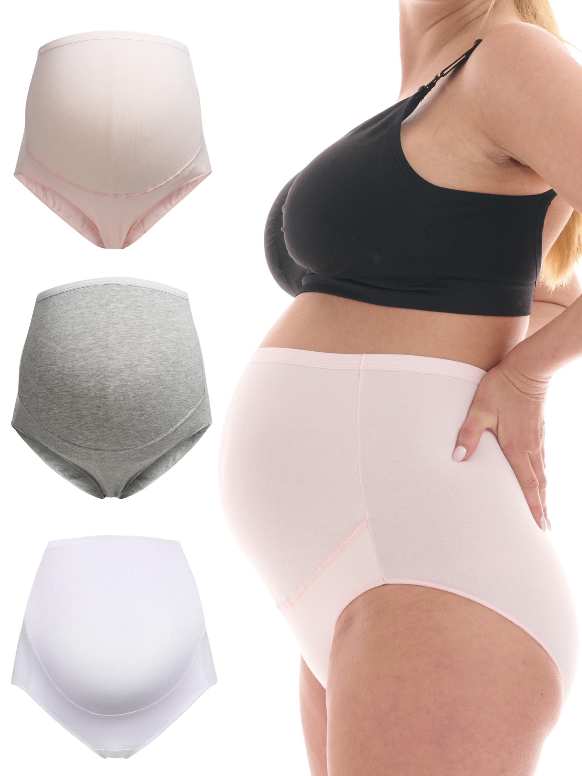 Herzmutter Bragas Premama - Algodón - Braguitas Embarazada - Bragas de Maternidad - Ropa Interior para Futura Mamá - Set de 1 y 3-5100