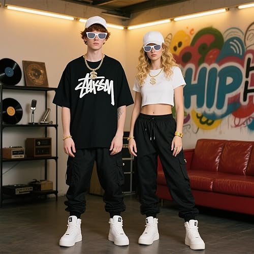 Miniatura 5 de Kit de disfraz de hip hop para hombres y mujeres, accesorios de los años 80 y 90, incluye anillo de signo de dólar sintético y cadena