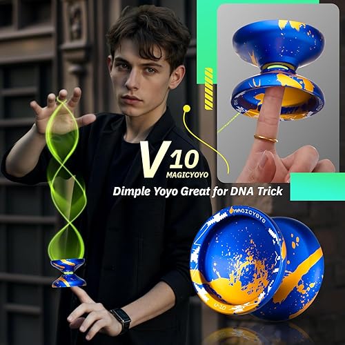 Miniatura 8 de MAGICYOYO Yoyo profesional Yoyo V10 azul rojo sin respuesta con 12 cuerdas Yoyo, estuche Yoyo, guante Yoyo