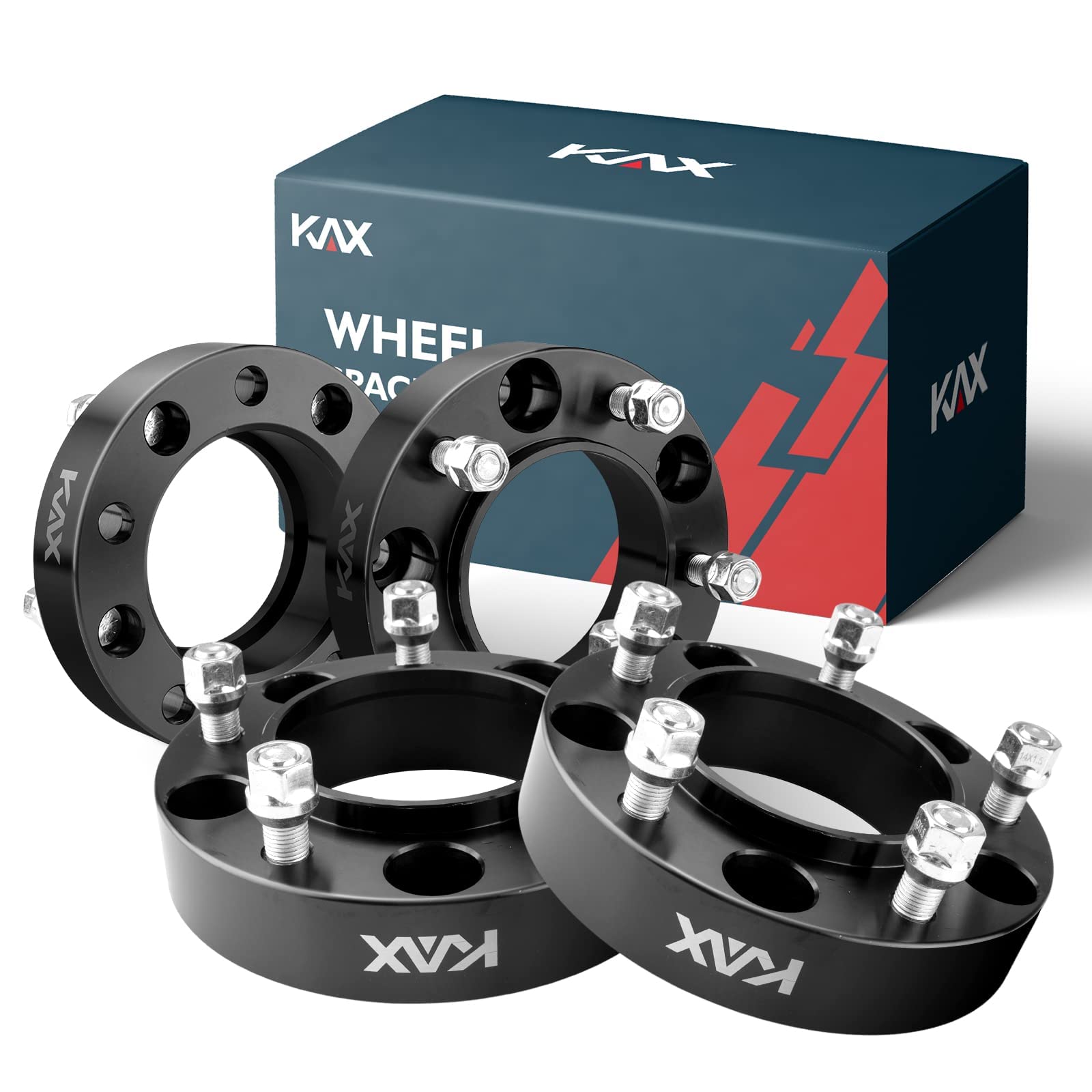 KAX 5x150mm Wheel Spacers,Black Forged 1.5 Inch Hub Centric Wheel Spacer Adapters with M14x1.5 Studs 110mm Hub Bore,fit for Tundra,Land Cruiser,LX570,LX470,4Pcs
