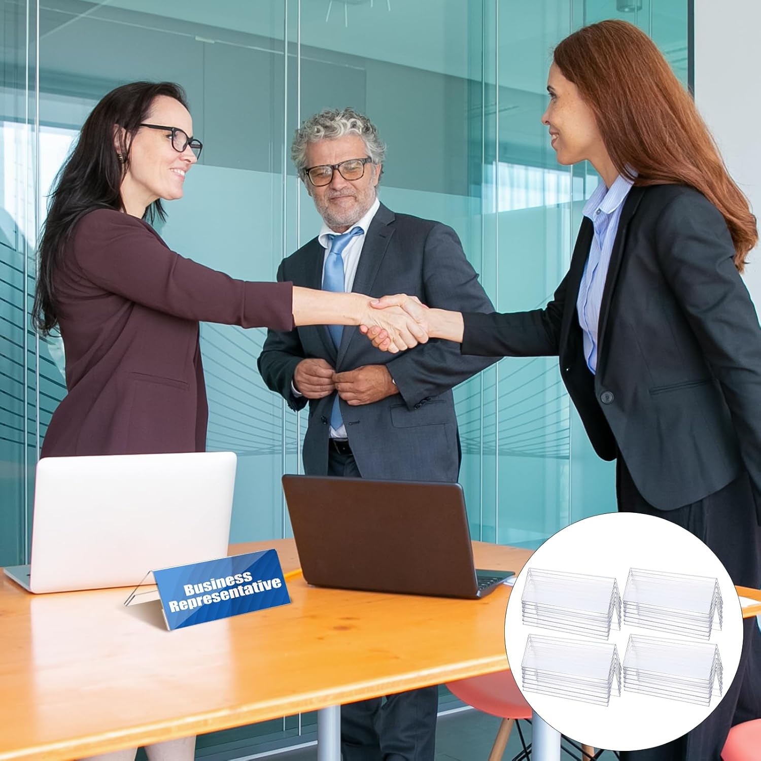 24 Pack Acrylic Name Plates for Desks, 8.5" x 3" Acrylic V Shaped Reusable Name Tent Holder Wall Names Plate Holder Desk Sign Frame for Business Training Event - Image 5