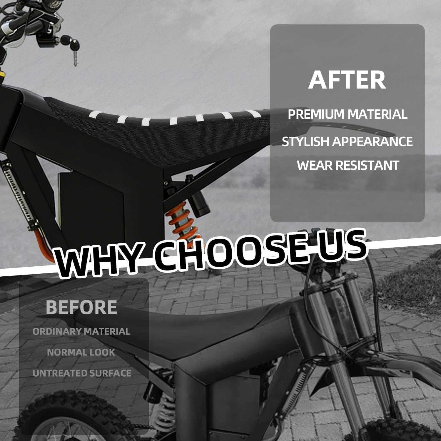 Seat Cover for Tutti Soleil 01,PVC Non-Slip Dirt Bike Cushion Cover for Tuttio Soleil01 Electric Bike Off Road-Black