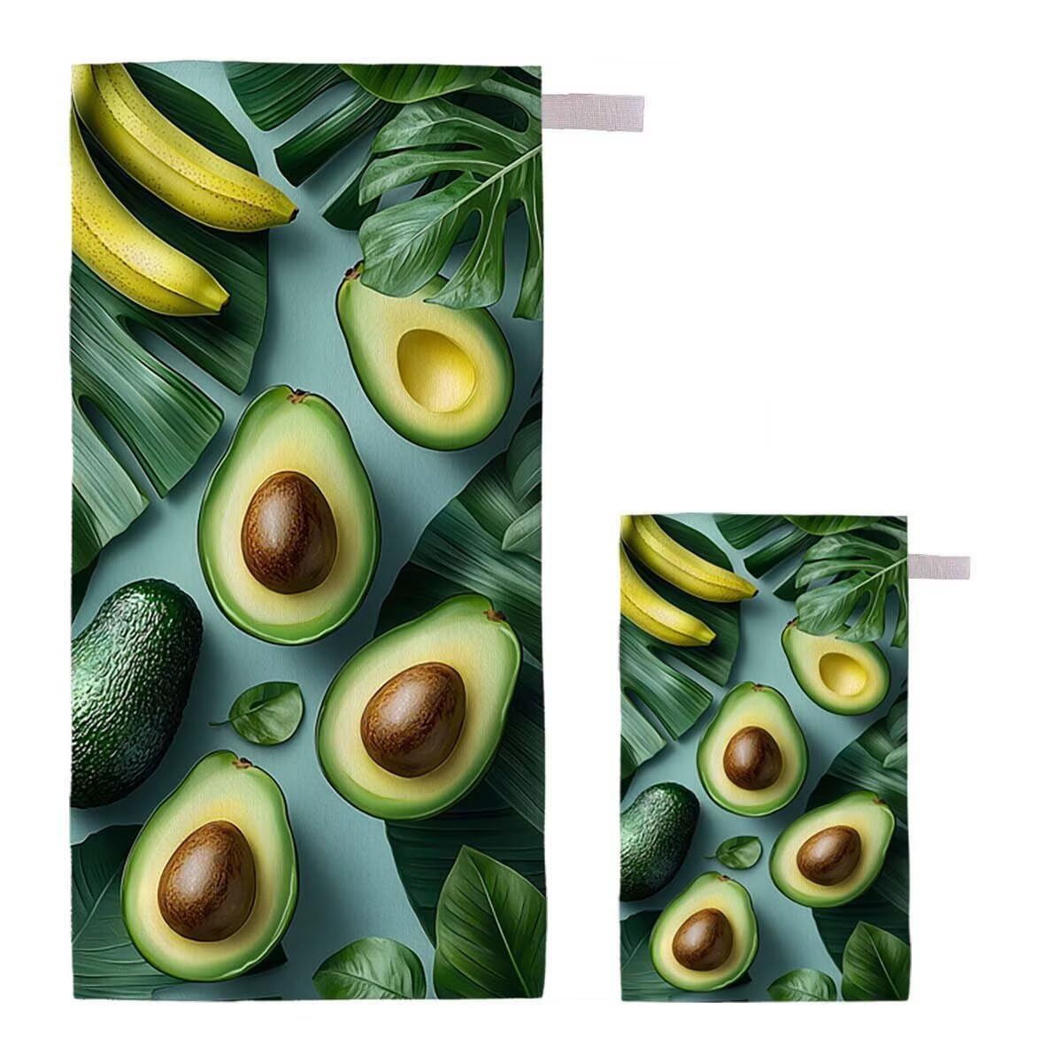 Strandtuch Grün Strandtuch XXL 220x100cm/35x70cm, 2er Set Mikrofaser Handtuch Groß Saunahandtuch, Schnell Trocknend Stranddecke Sandfrei, Badetuch Leicht für Fitness Sporthandtuch Reisehandtuch J-68