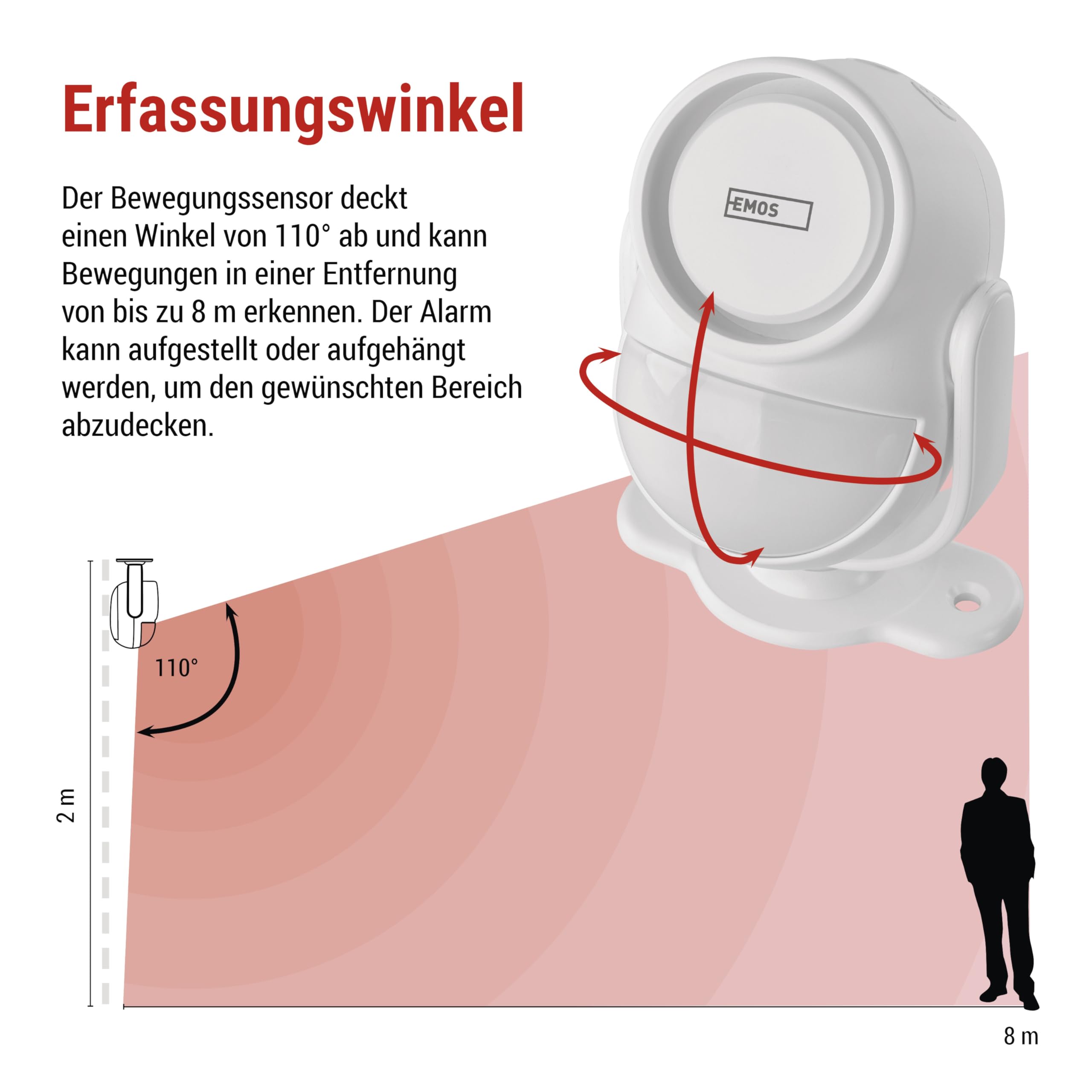 EMOS GoSmart - Alarma PIR con Sirena de 125 dB y aplicación, Doble operación, Kit de Alarma antirrobo, Tipo IP-126L, con 2 mandos a Distancia y 6 sensores de Puerta, Tuya, Smart Life, 2,4 GHz, WiFi