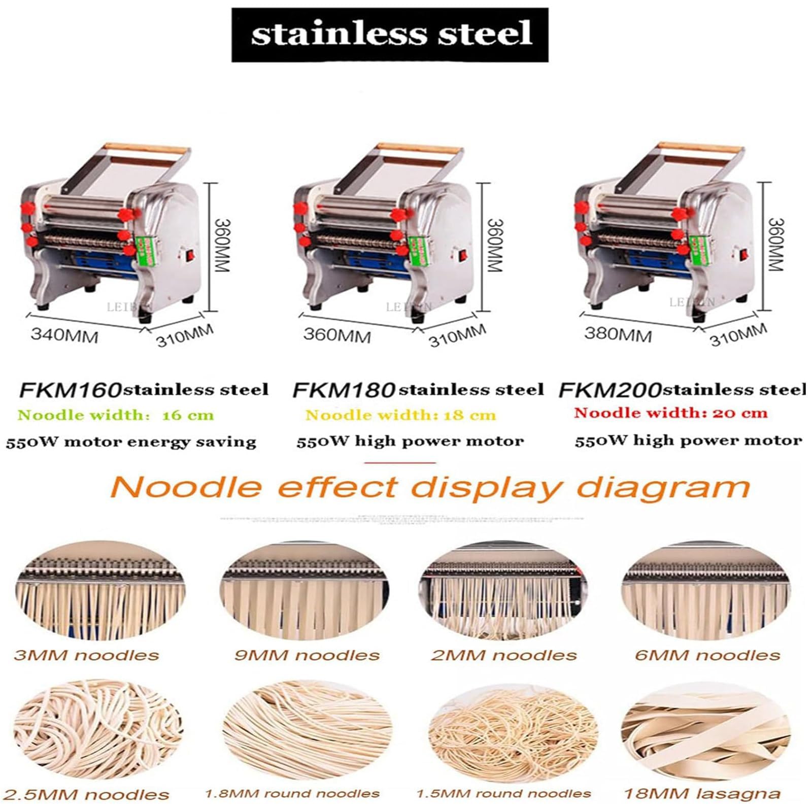 Máquina Eléctrica para Hacer Pasta, Máquina Automática De Fideos, Máquina Eléctrica para Hacer Pasta Comercial/máquina Automática para Hacer Pasta con Fideos Ramen(Size:Fkm200)